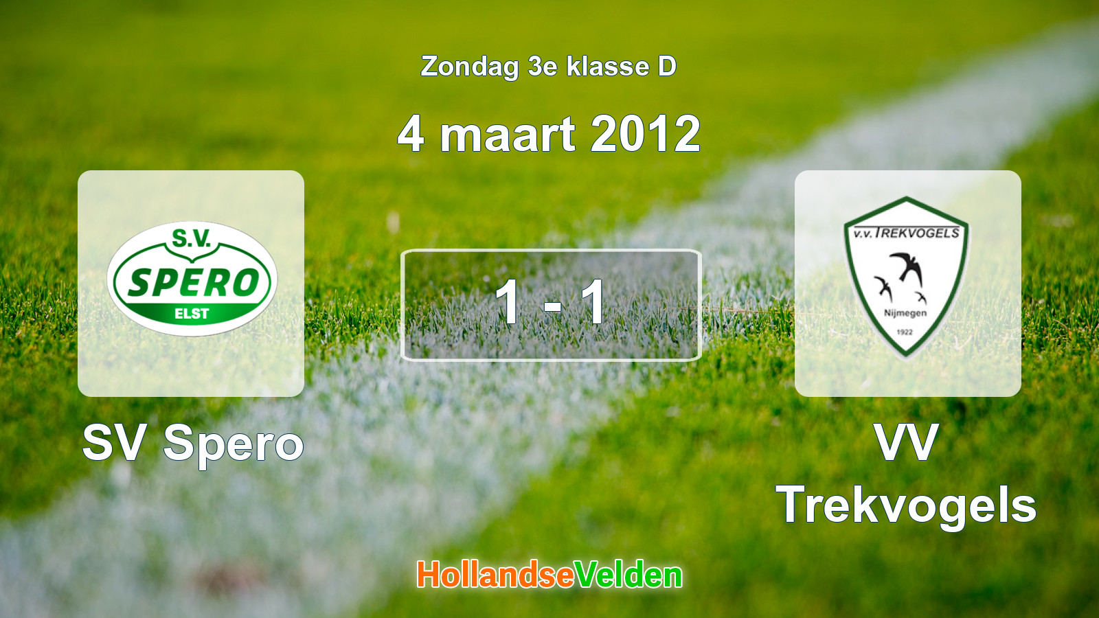 Gespeelde wedstrijd: SV Spero - VV Trekvogels 1 - 1 (4 maart 2012)