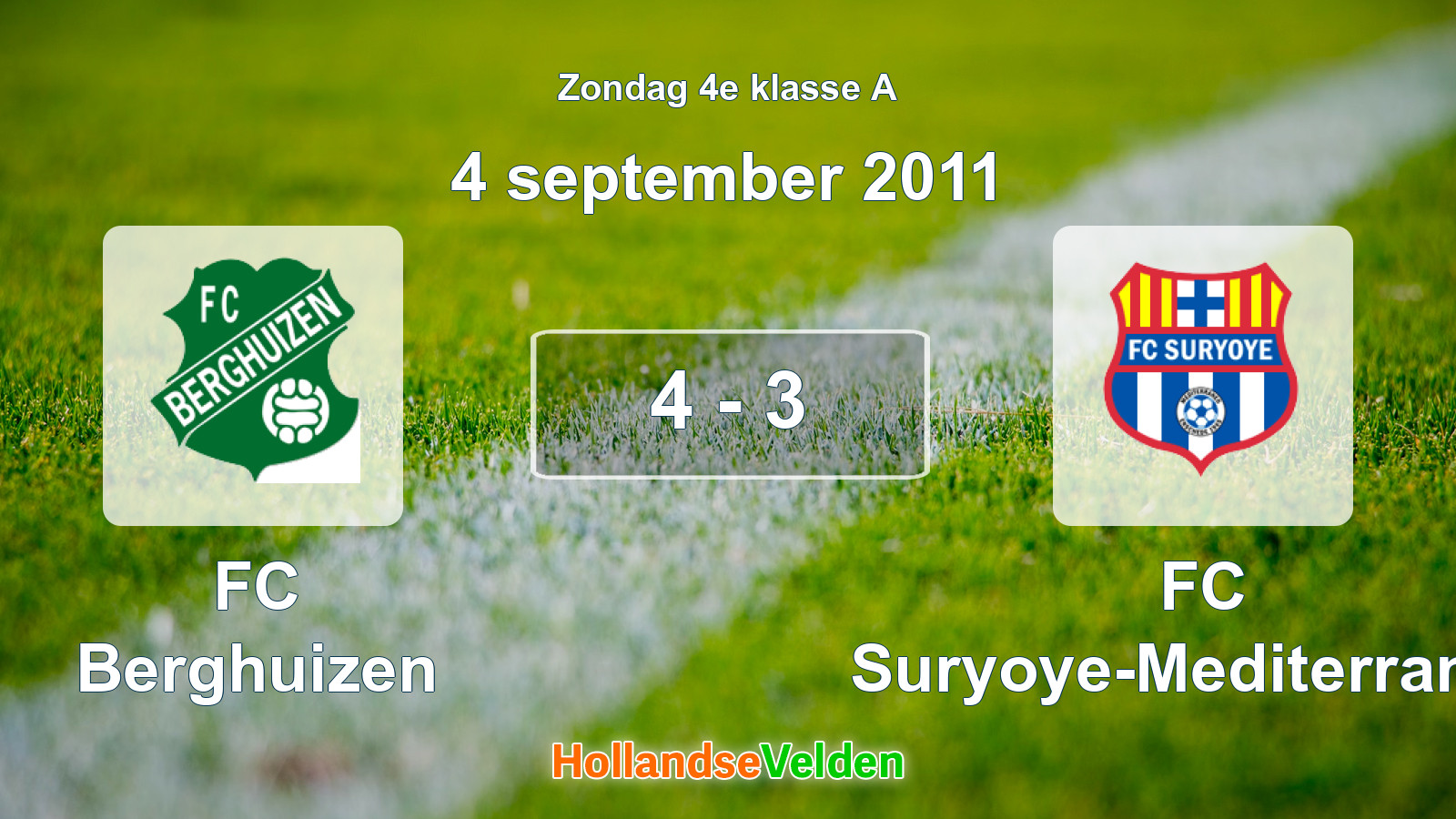 Gespeelde wedstrijd: FC Berghuizen - FC Suryoye-Mediterraneo 4 - 3 (4 september 2011)