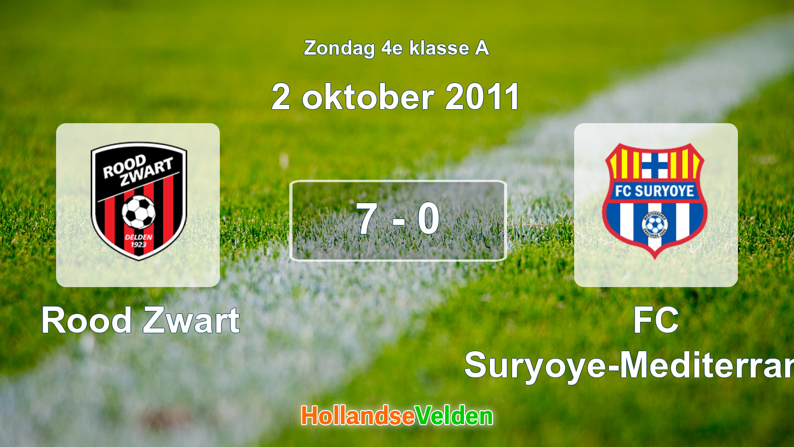 Gespeelde wedstrijd: Rood Zwart - FC Suryoye-Mediterraneo 7 - 0 (2 oktober 2011)
