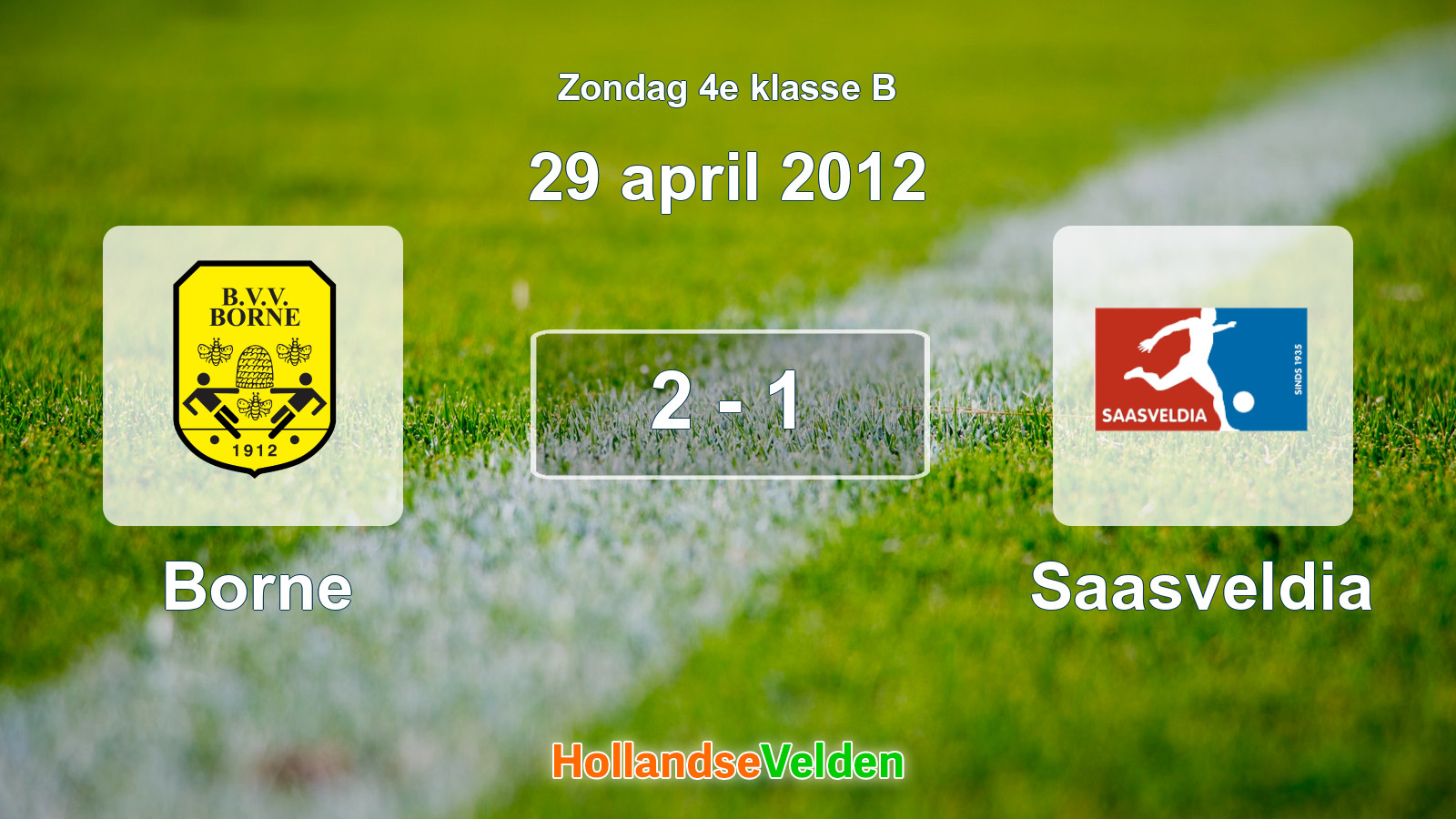 Gespeelde wedstrijd: Borne - Saasveldia 2 - 1 (29 april 2012)