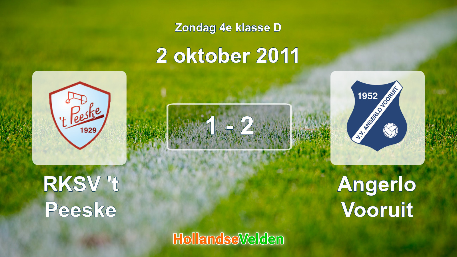 Gespeelde wedstrijd: RKSV 't Peeske - Angerlo Vooruit 1 - 2 (2 oktober 2011)