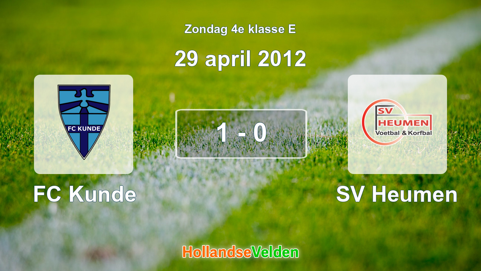 Gespeelde wedstrijd: FC Kunde - SV Heumen 1 - 0 (29 april 2012)