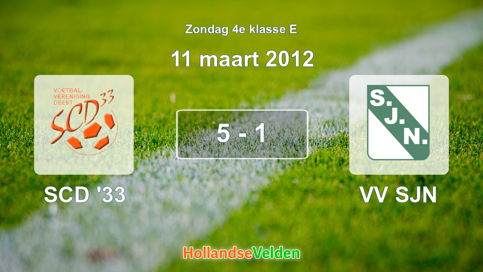 Gespeelde wedstrijd: SCD '33 - VV SJN 5 - 1 (11 maart 2012)