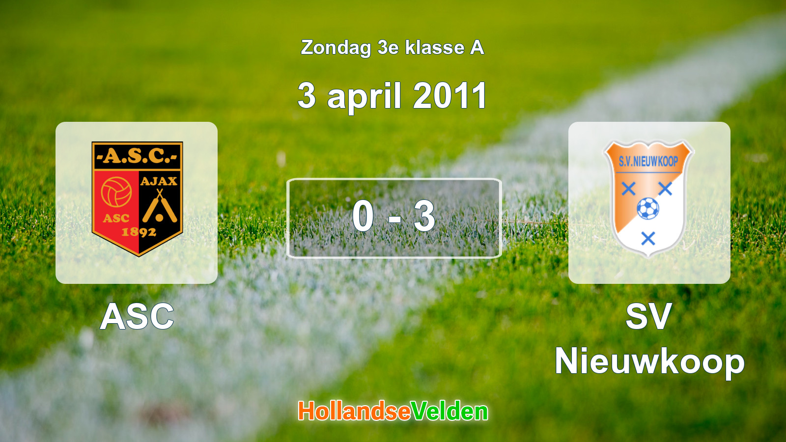Gespeelde wedstrijd: ASC - SV Nieuwkoop 0 - 3 (3 april 2011)