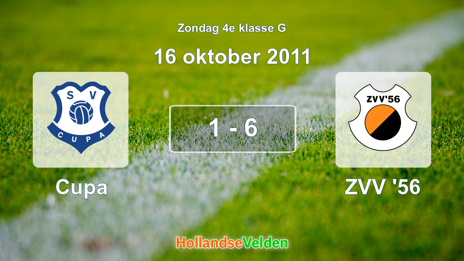 Gespeelde wedstrijd: Cupa - ZVV '56 1 - 6 (16 oktober 2011)