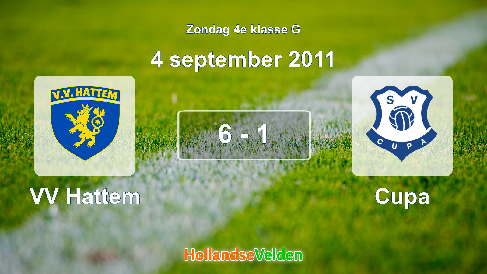 Gespeelde wedstrijd: VV Hattem - Cupa 6 - 1 (4 september 2011)