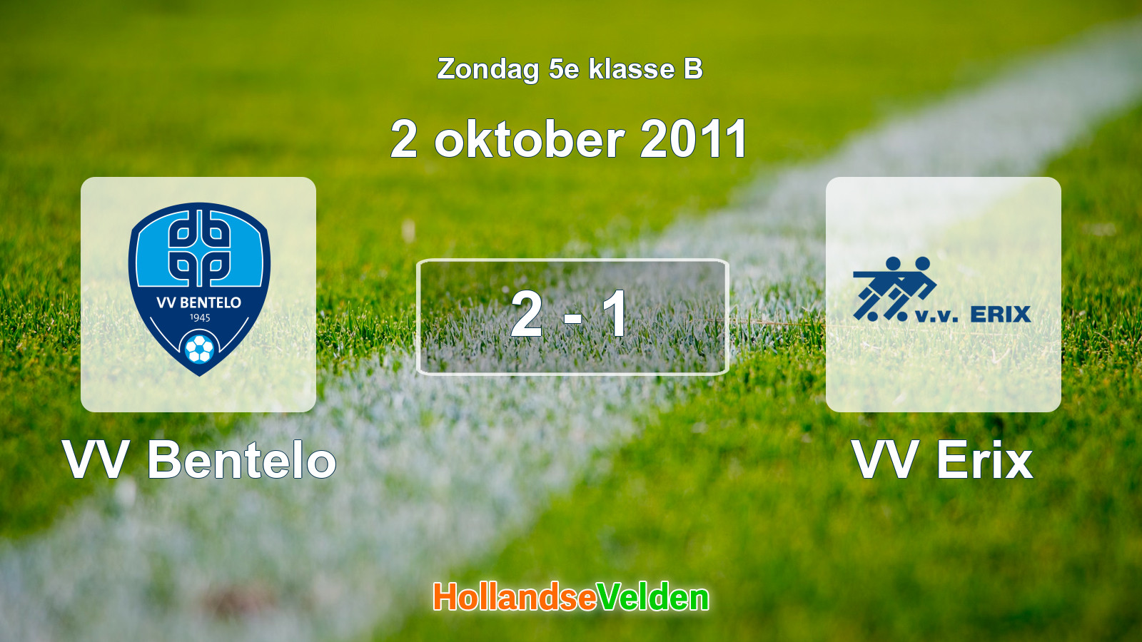 Gespeelde wedstrijd: VV Bentelo - VV Erix 2 - 1 (2 oktober 2011)