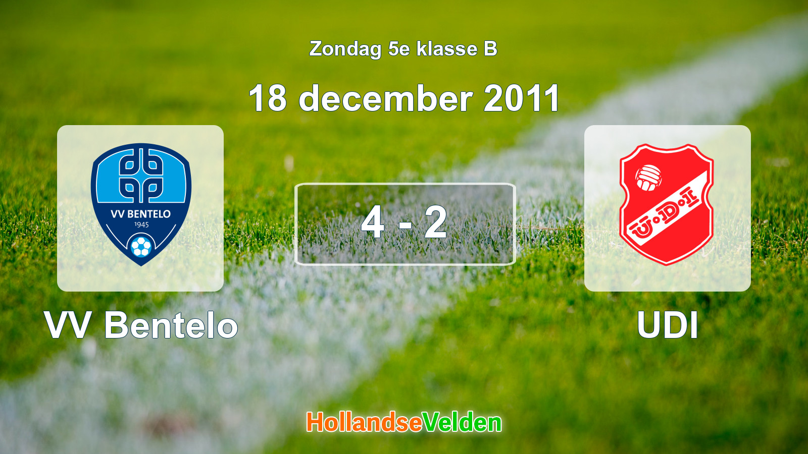 Gespeelde wedstrijd: VV Bentelo - UDI 4 - 2 (18 december 2011)