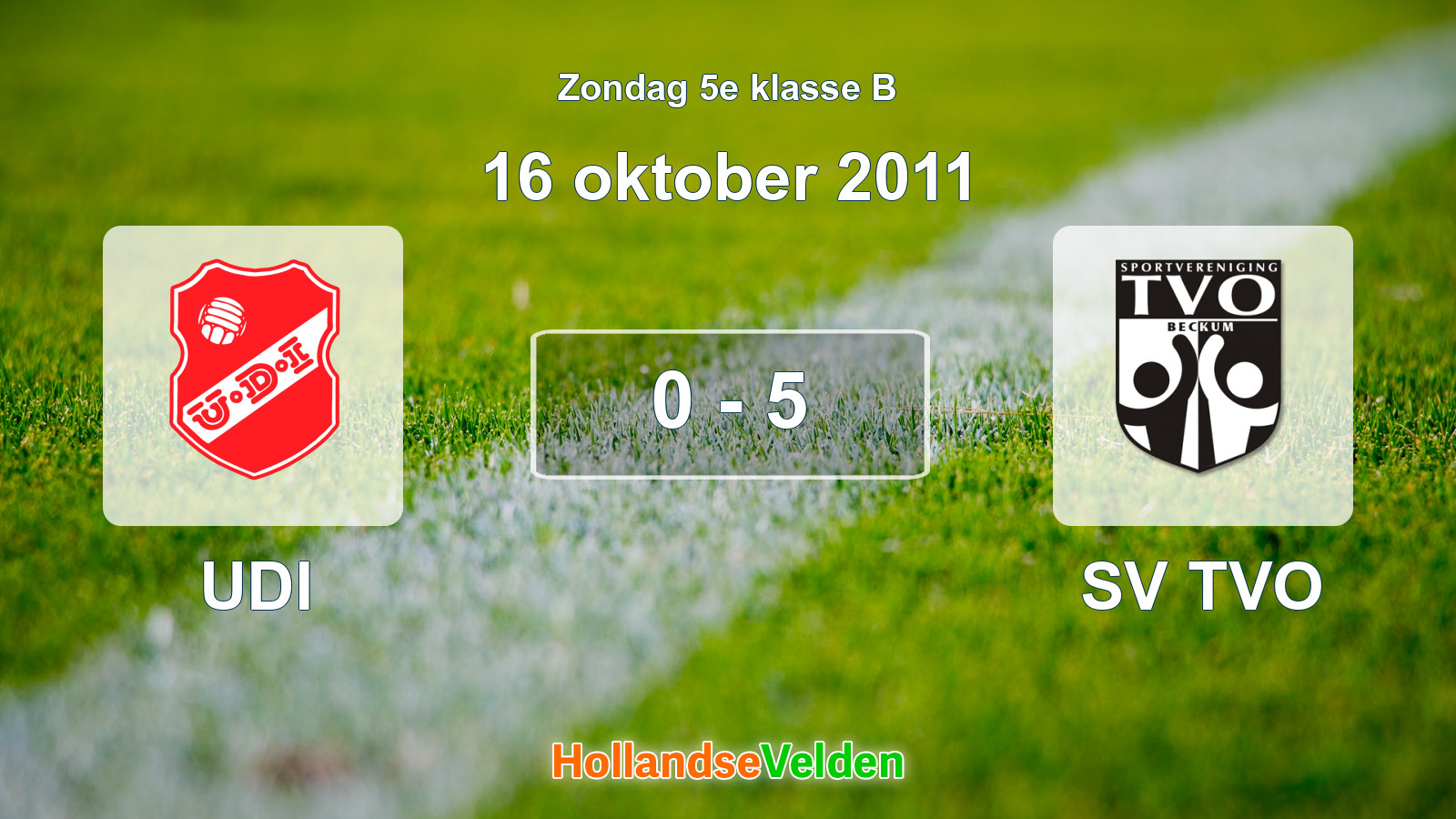 Gespeelde wedstrijd: UDI - SV TVO 0 - 5 (16 oktober 2011)