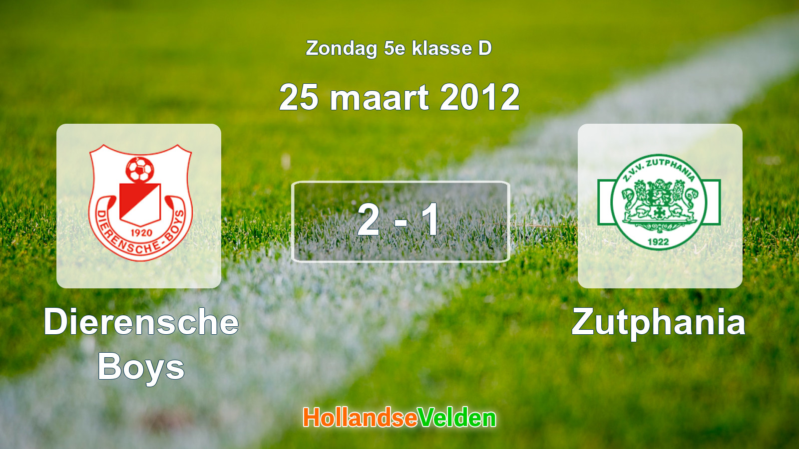 Gespeelde wedstrijd: Dierensche Boys - Zutphania 2 - 1 (25 maart 2012)