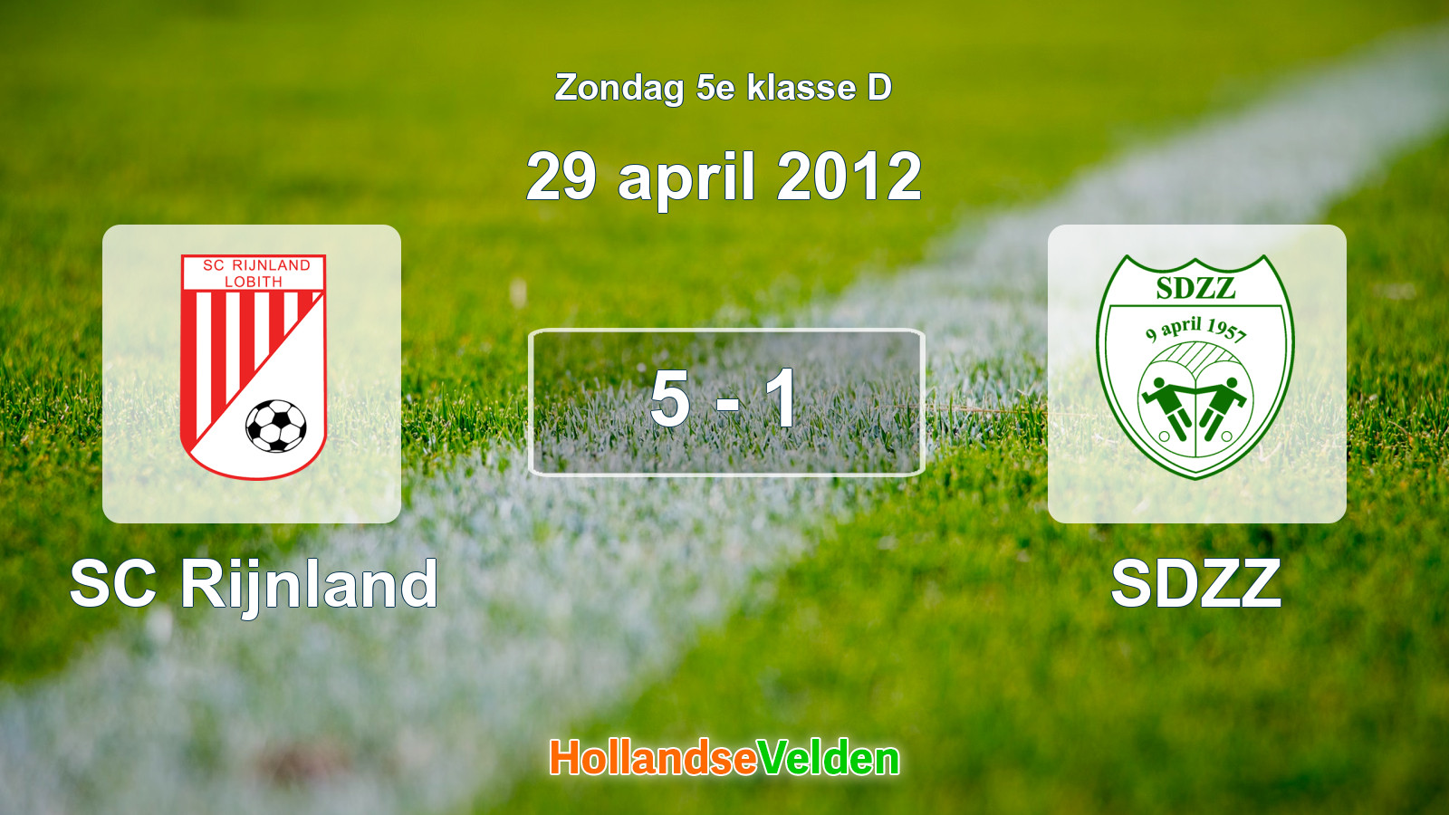 Gespeelde wedstrijd: SC Rijnland - SDZZ 5 - 1 (29 april 2012)