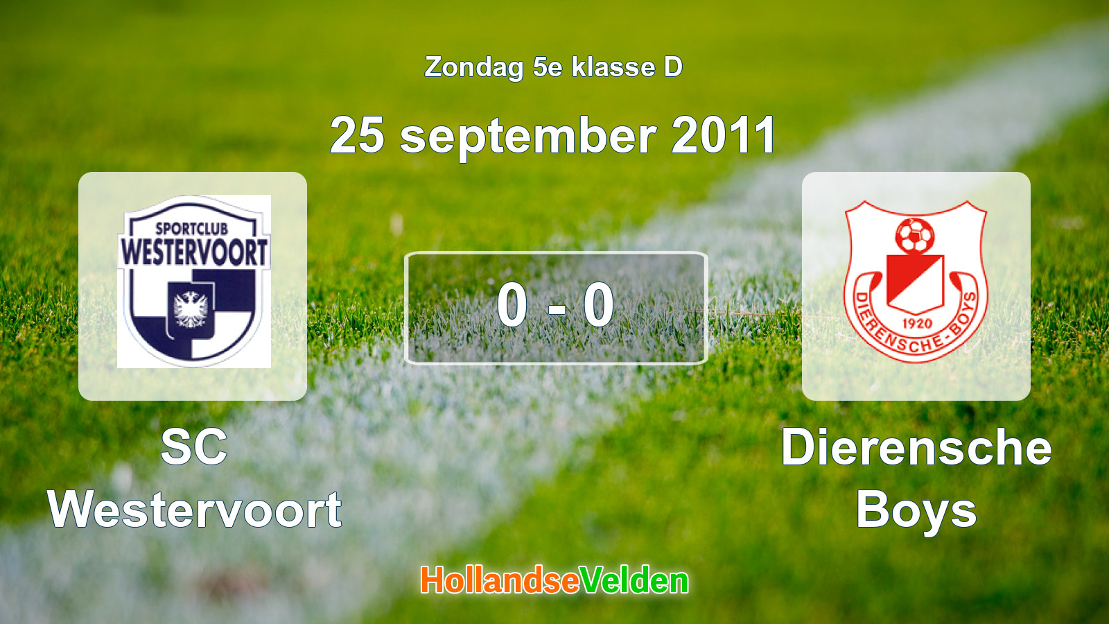 Gespeelde wedstrijd: SC Westervoort - Dierensche Boys 0 - 0 (25 september 2011)