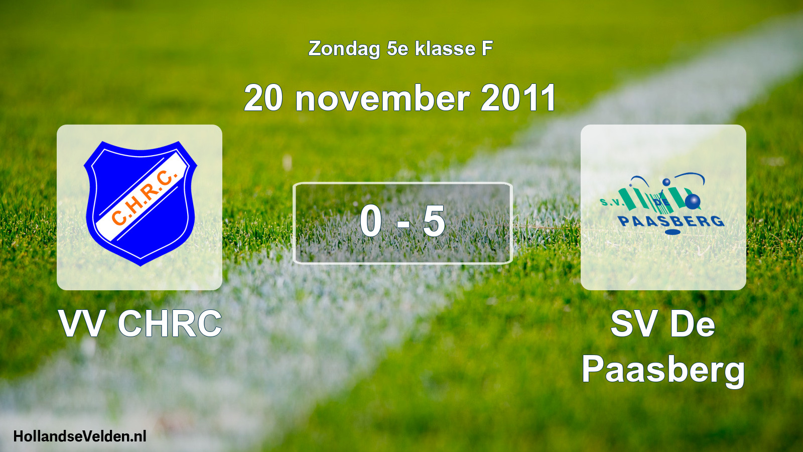 Gespeelde wedstrijd: VV CHRC - SV De Paasberg 0 - 5 (20 november 2011)