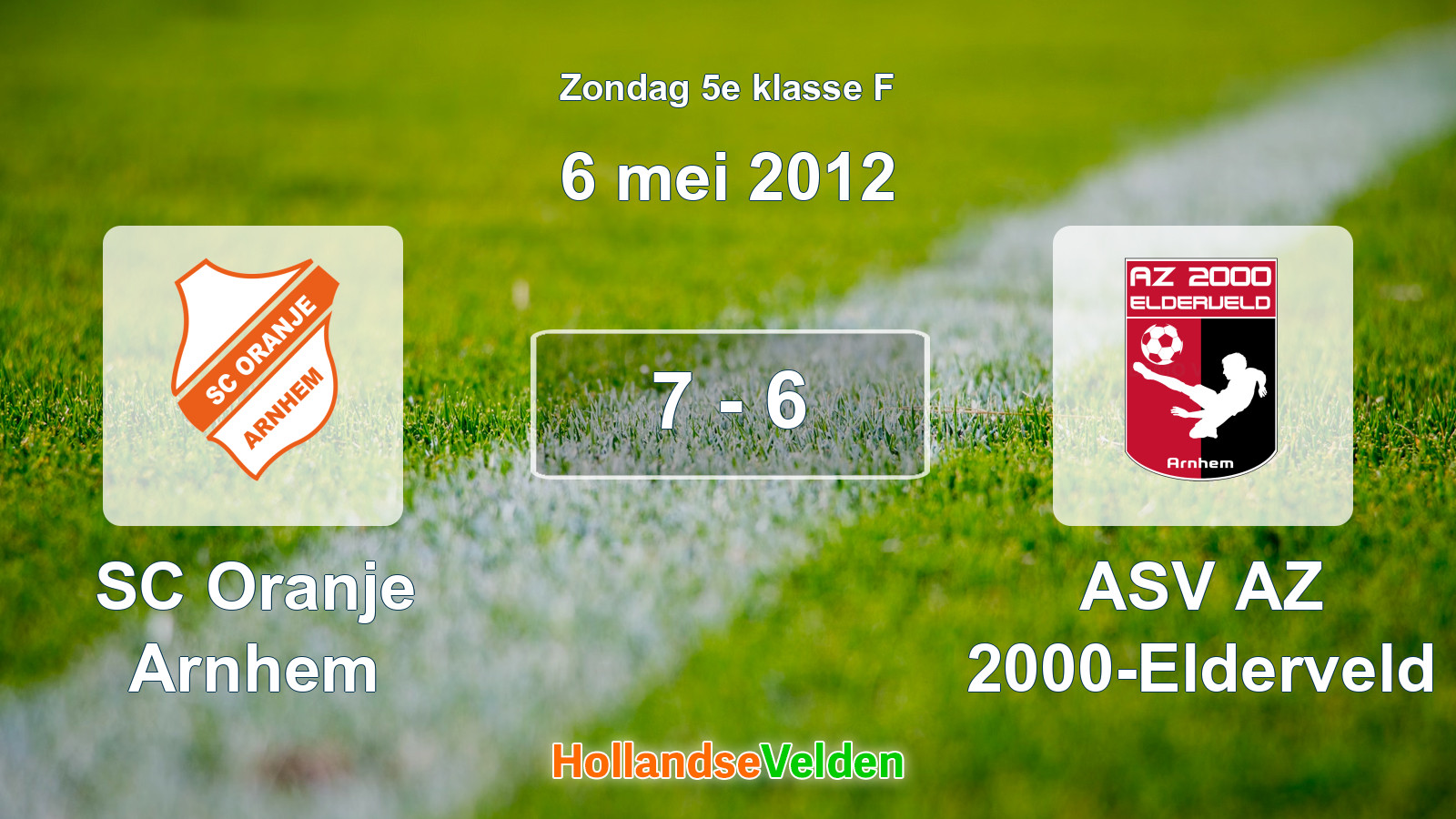 Gespeelde wedstrijd: SC Oranje Arnhem - ASV AZ 2000-Elderveld 7 - 6 (6 mei 2012)