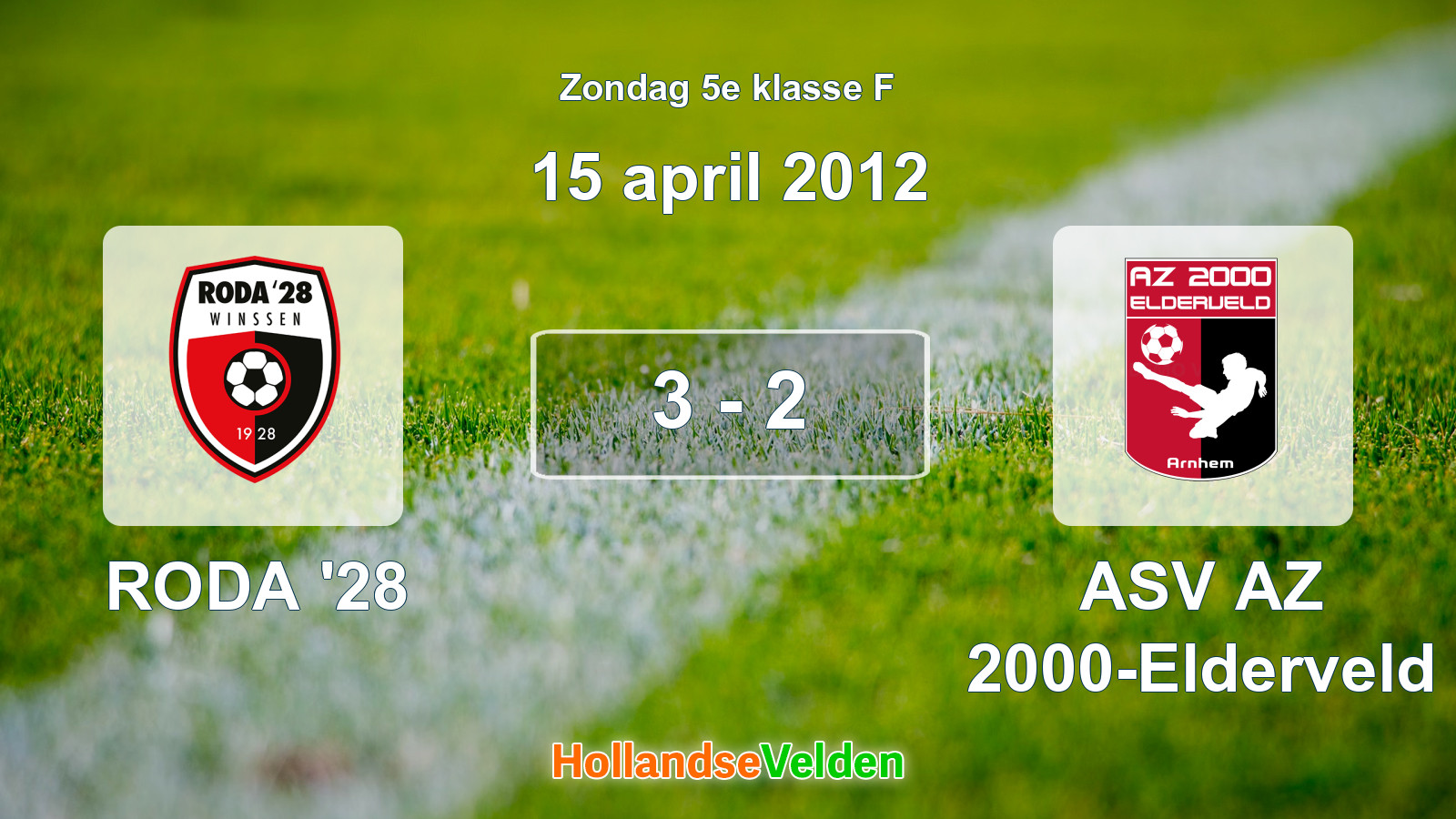 Gespeelde wedstrijd: RODA '28 - ASV AZ 2000-Elderveld 3 - 2 (15 april 2012)