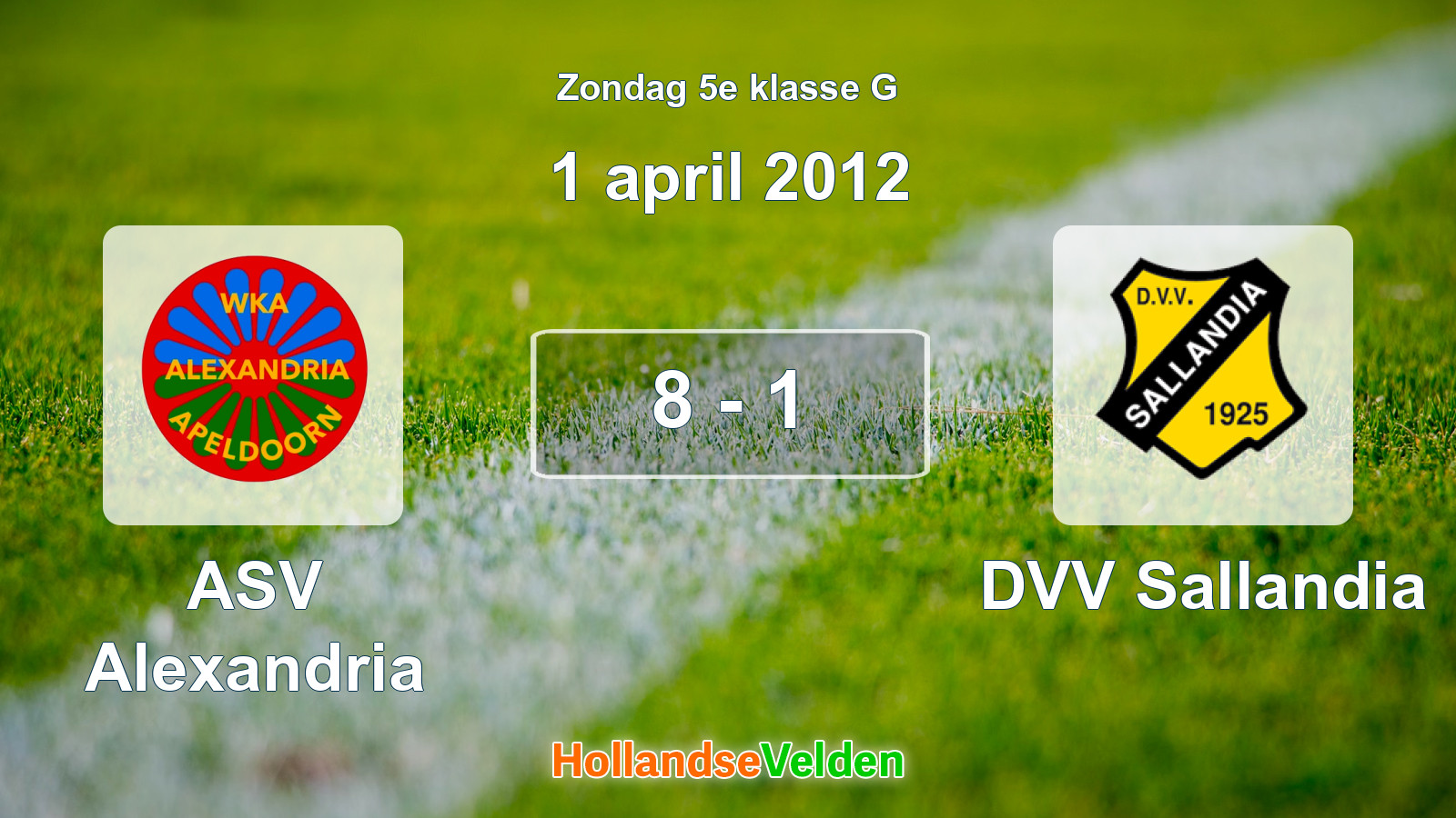 Gespeelde wedstrijd: ASV Alexandria - DVV Sallandia 8 - 1 (1 april 2012)