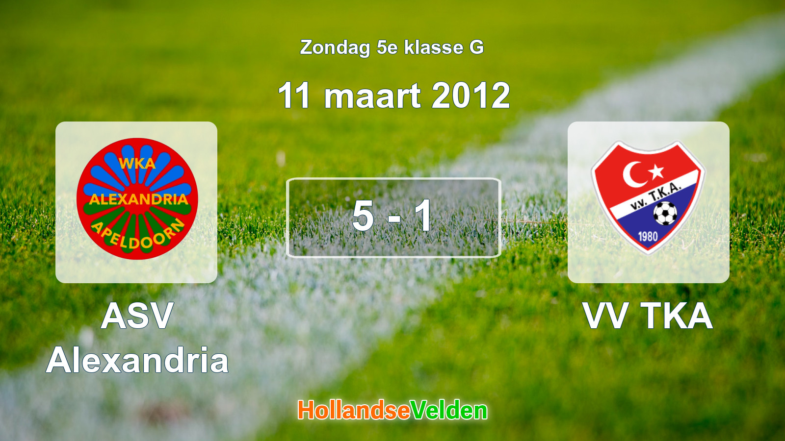 Gespeelde wedstrijd: ASV Alexandria - VV TKA 5 - 1 (11 maart 2012)