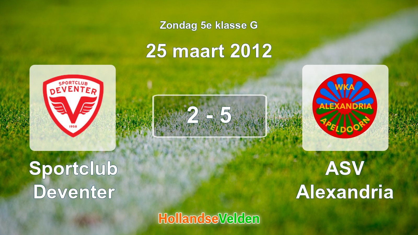 Gespeelde wedstrijd: Sportclub Deventer - ASV Alexandria 2 - 5 (25 maart 2012)