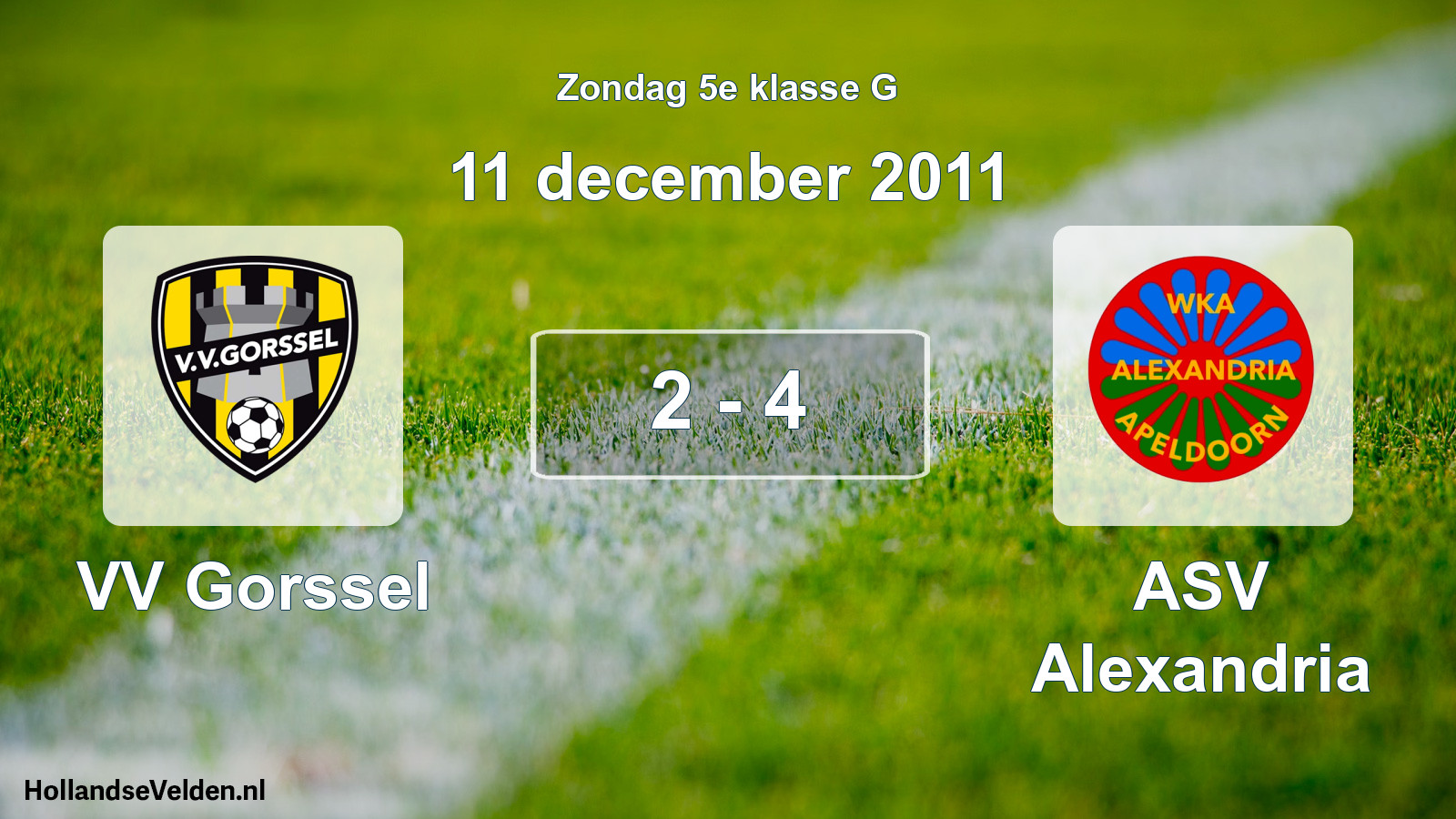 Gespeelde wedstrijd: VV Gorssel - ASV Alexandria 2 - 4 (11 december 2011)