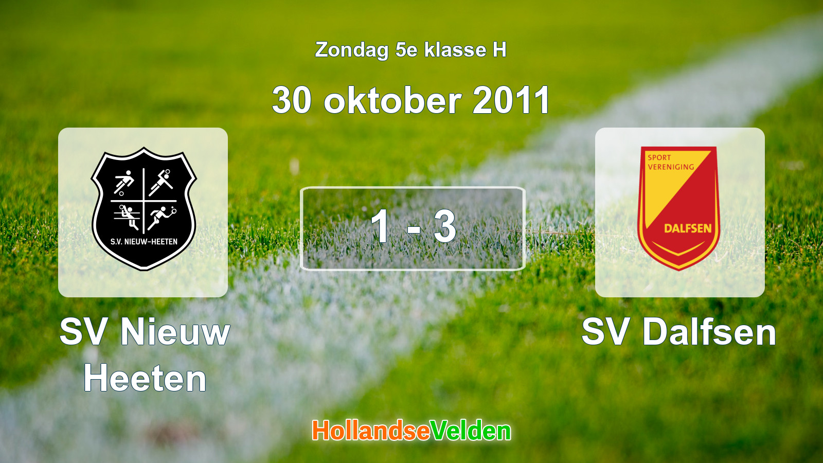 Gespeelde wedstrijd: SV Nieuw Heeten - SV Dalfsen 1 - 3 (30 oktober 2011)