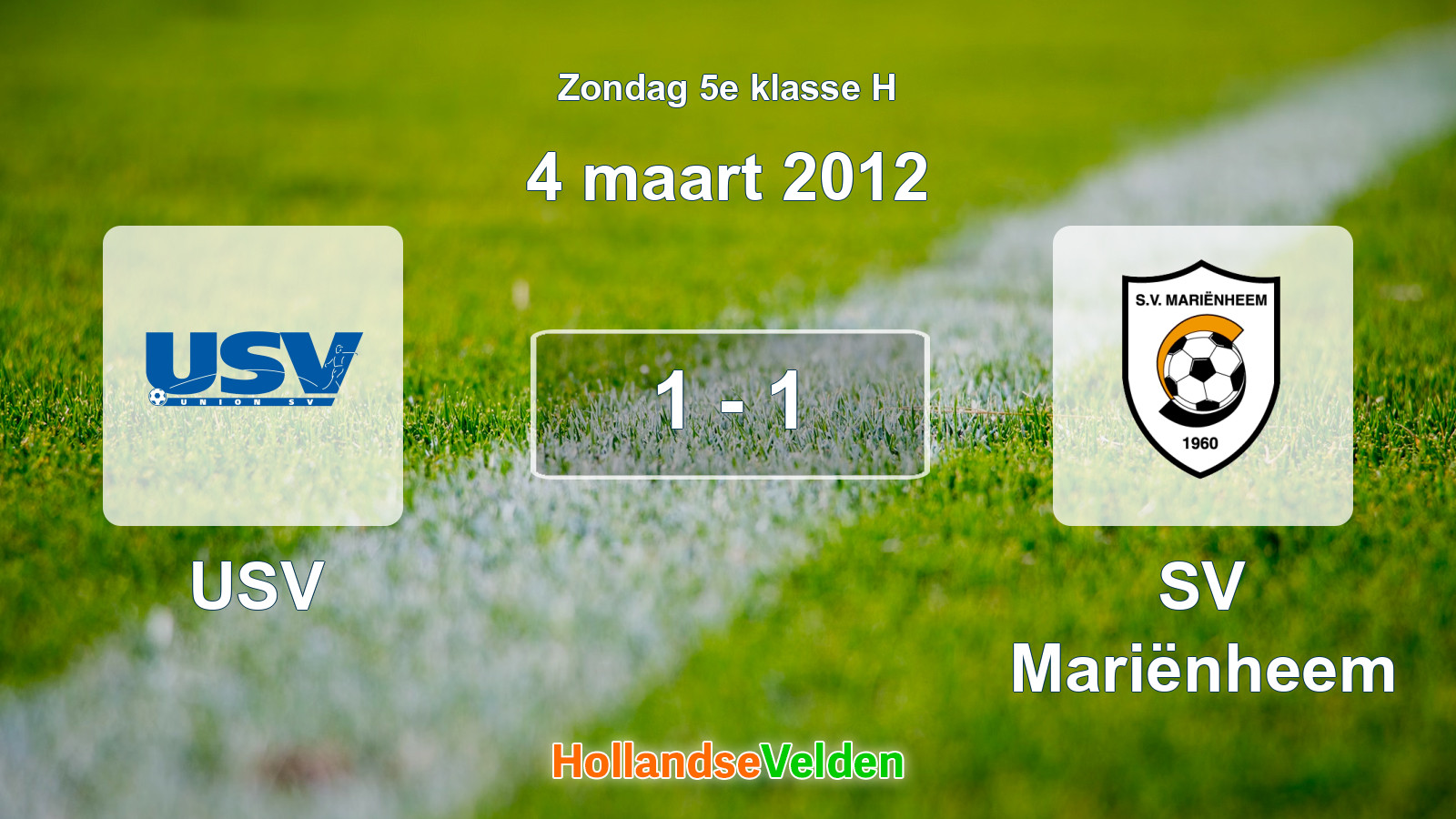 Gespeelde wedstrijd: USV - SV Mariënheem 1 - 1 (4 maart 2012)