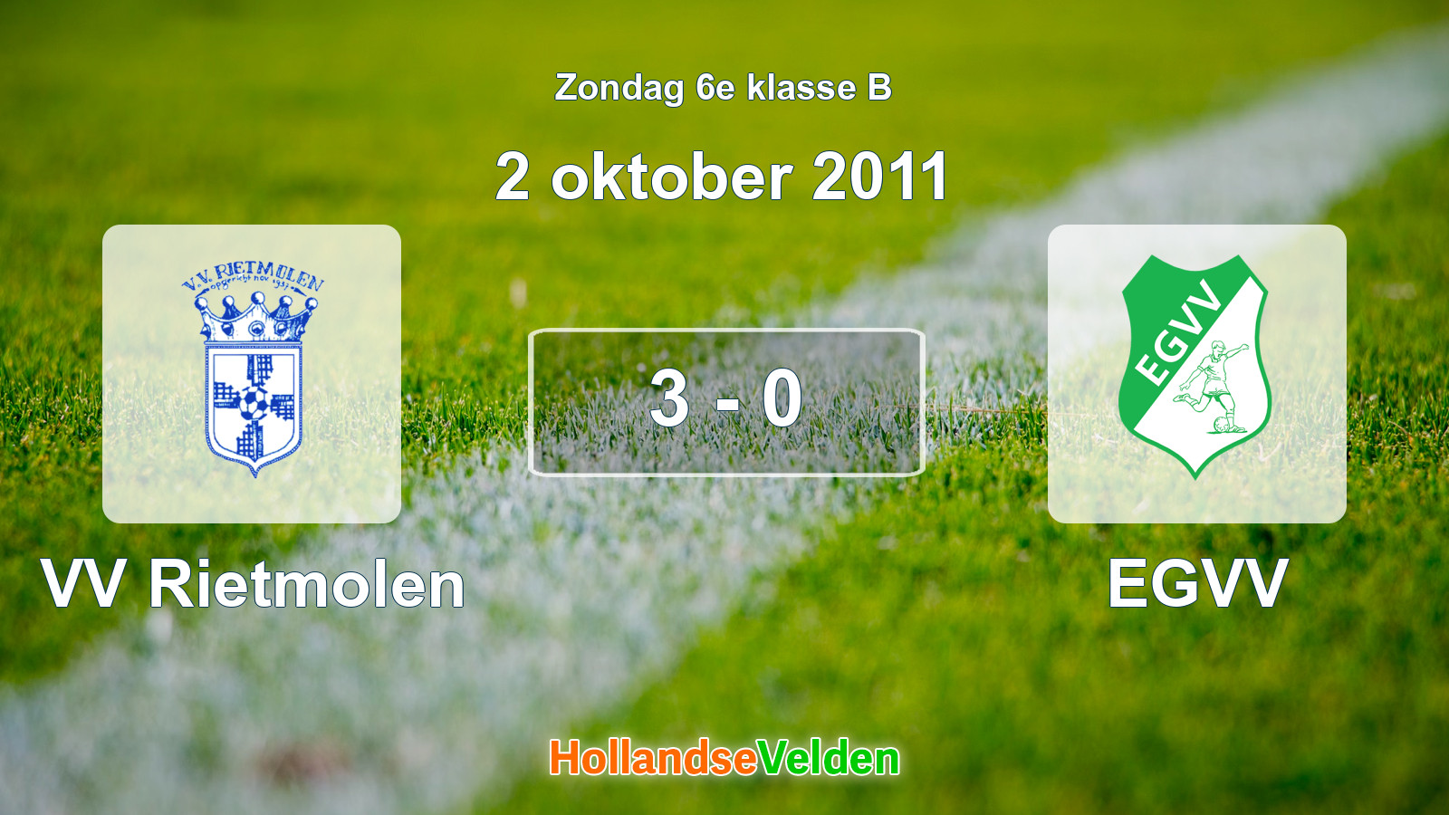 Gespeelde wedstrijd: VV Rietmolen - EGVV 3 - 0 (2 oktober 2011)