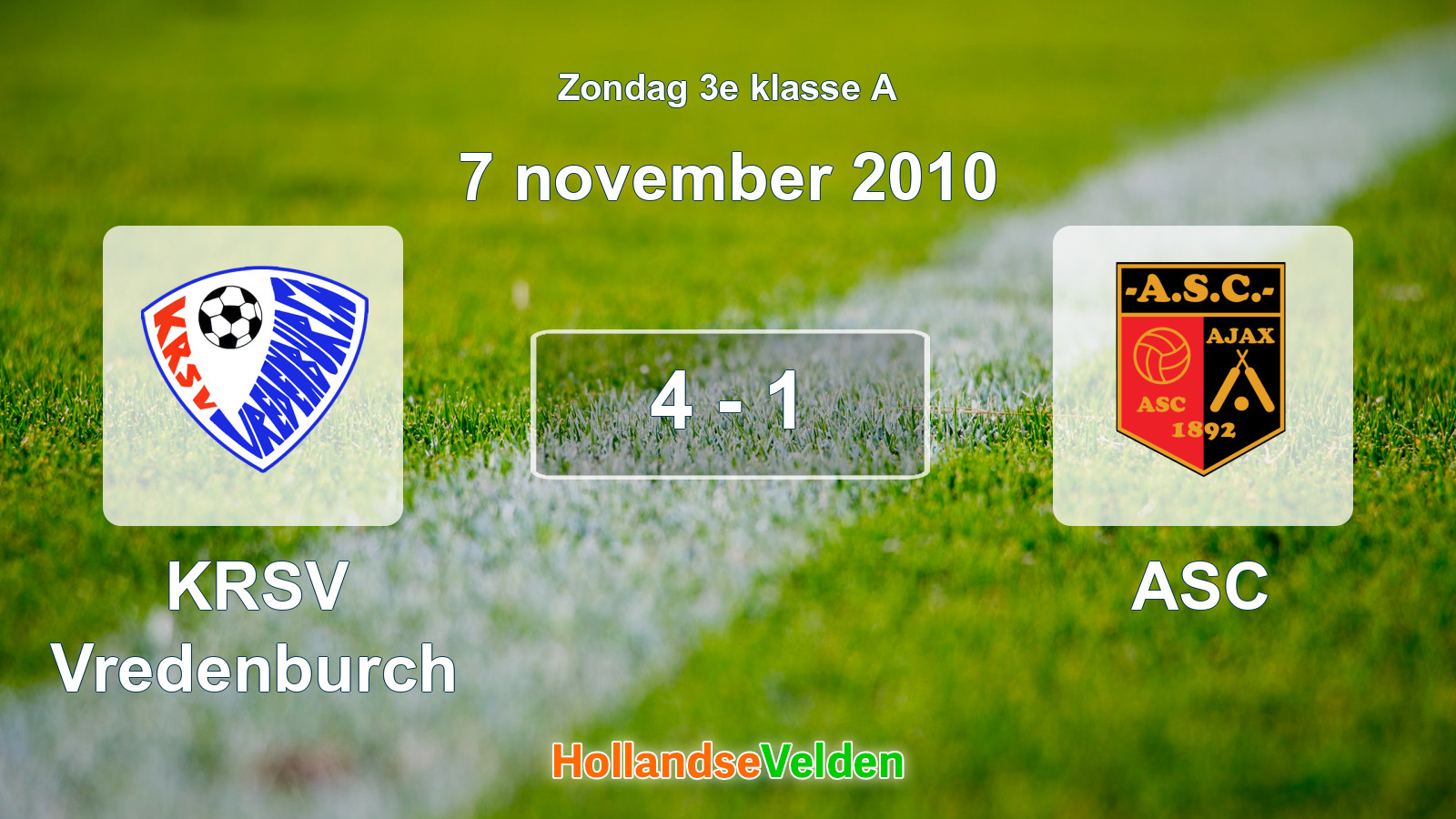 Gespeelde wedstrijd: KRSV Vredenburch - ASC 4 - 1 (7 november 2010)