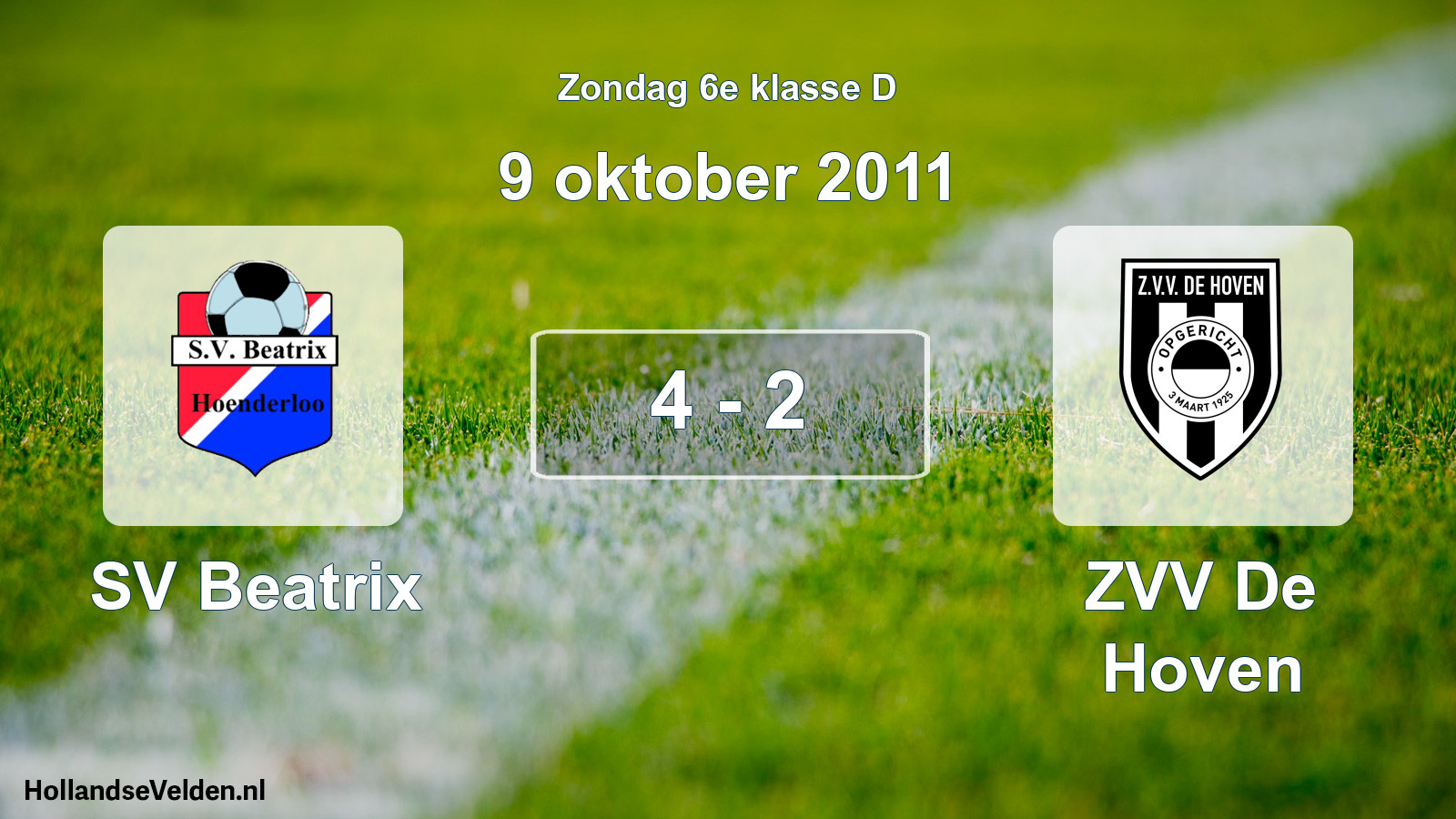 Gespeelde wedstrijd: SV Beatrix - ZVV De Hoven 4 - 2 (9 oktober 2011)