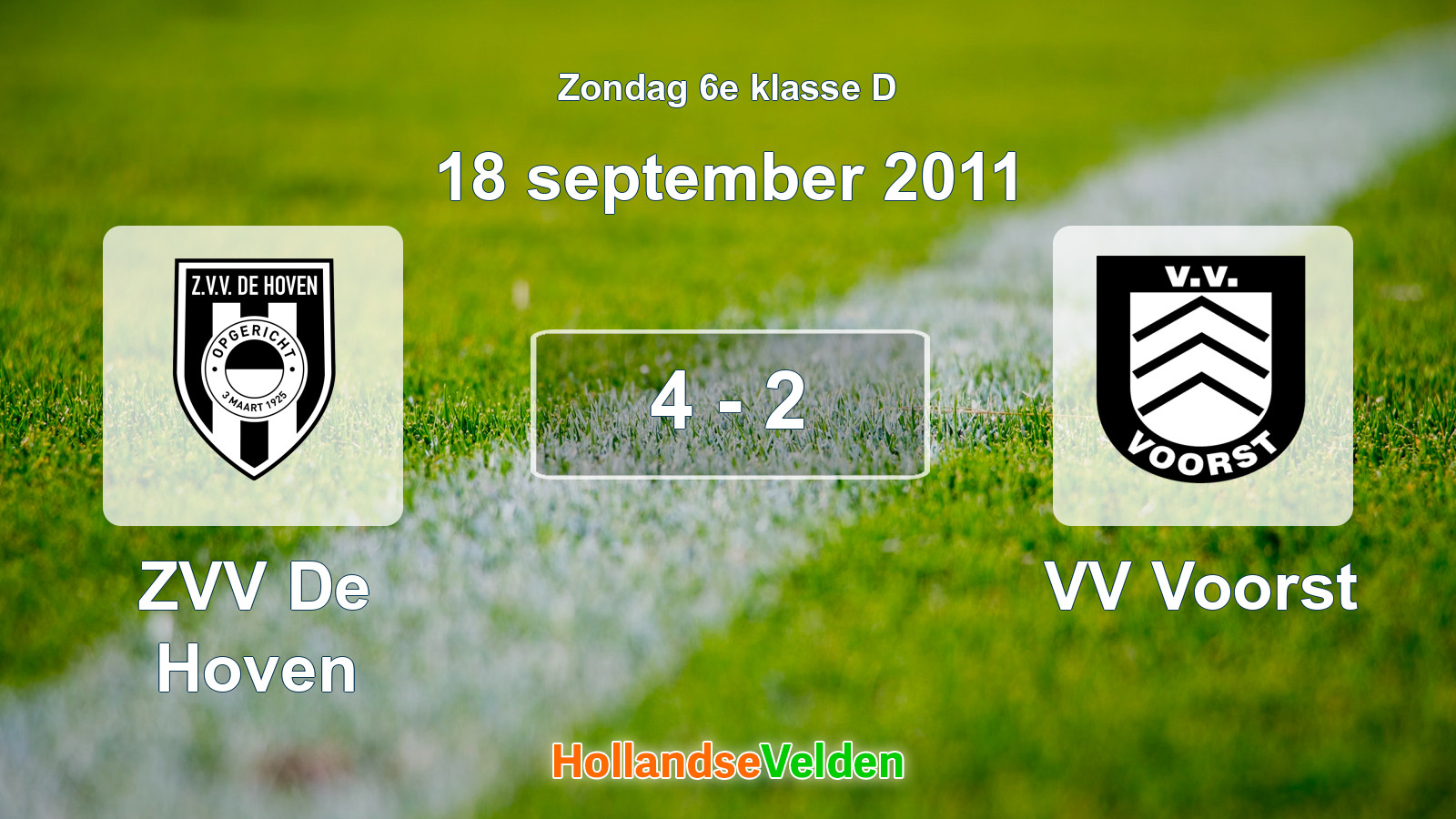 Gespeelde wedstrijd: ZVV De Hoven - VV Voorst 4 - 2 (18 september 2011)