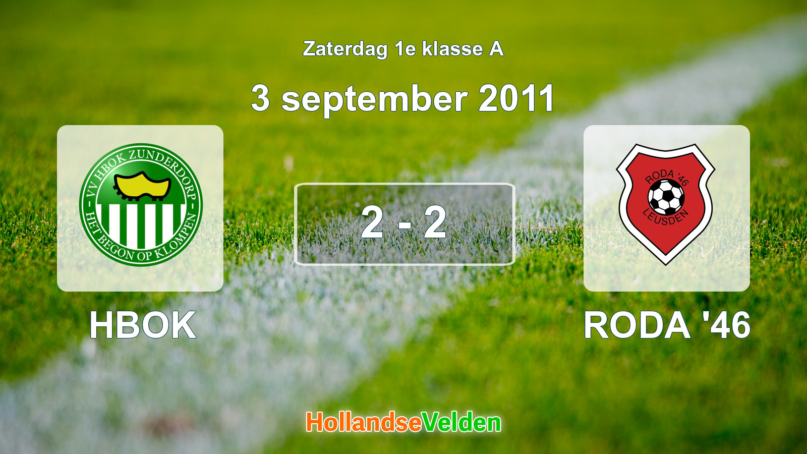 Gespeelde wedstrijd: HBOK - RODA '46 2 - 2 (3 september 2011)