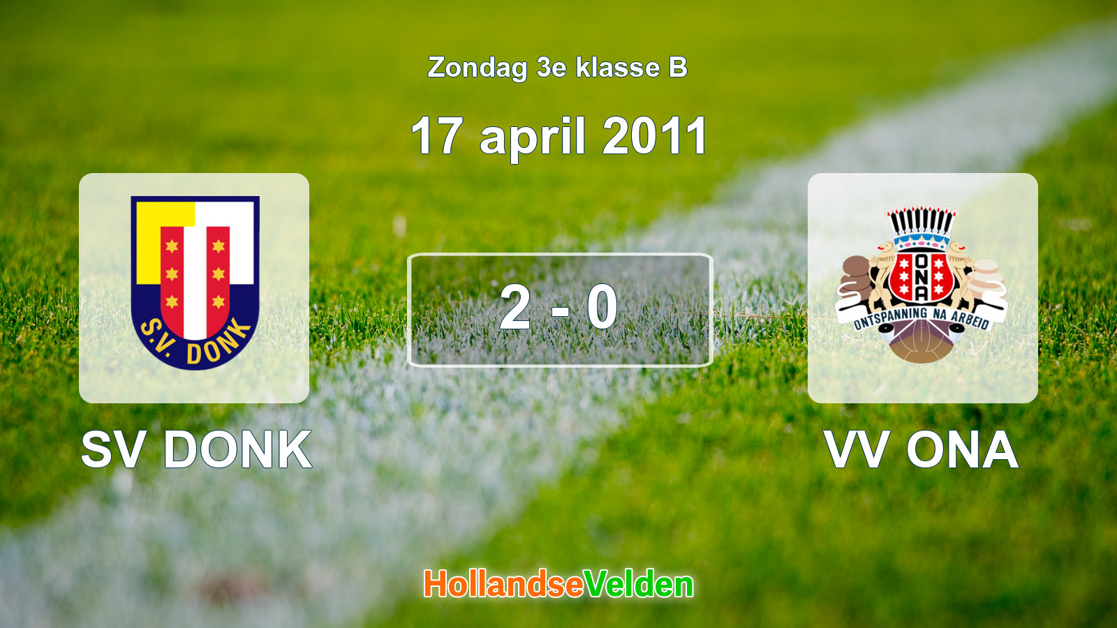 Gespeelde wedstrijd: SV DONK - VV ONA 2 - 0 (17 april 2011)