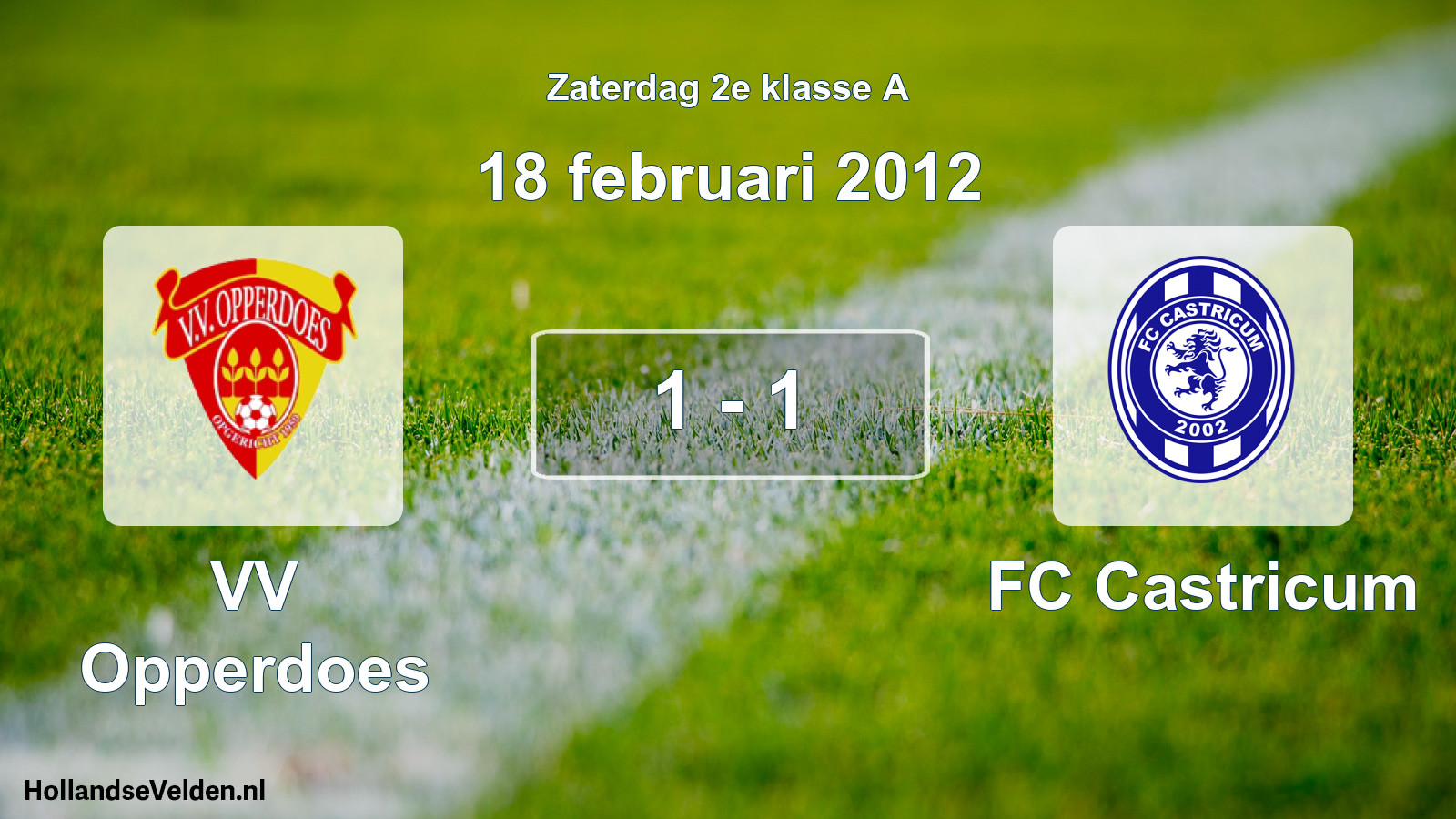 Gespeelde wedstrijd: VV Opperdoes - FC Castricum 1 - 1 (18 februari 2012)