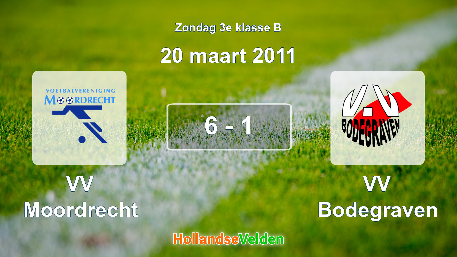 Gespeelde wedstrijd: VV Moordrecht - VV Bodegraven 6 - 1 (20 maart 2011)