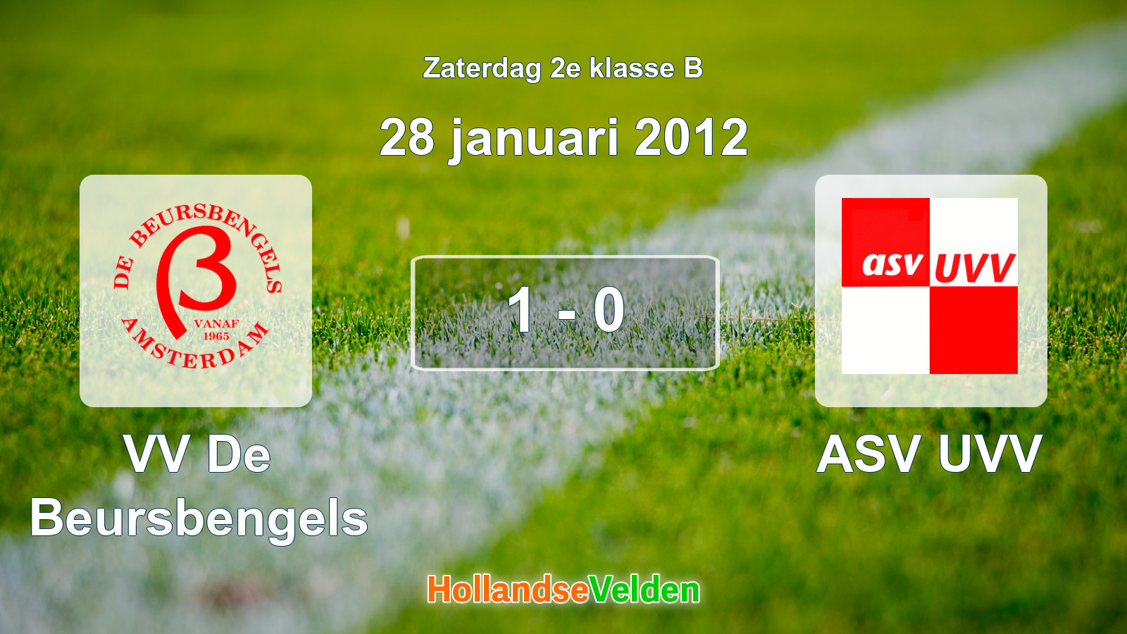 Gespeelde wedstrijd: VV De Beursbengels - ASV UVV 1 - 0 (28 januari 2012)