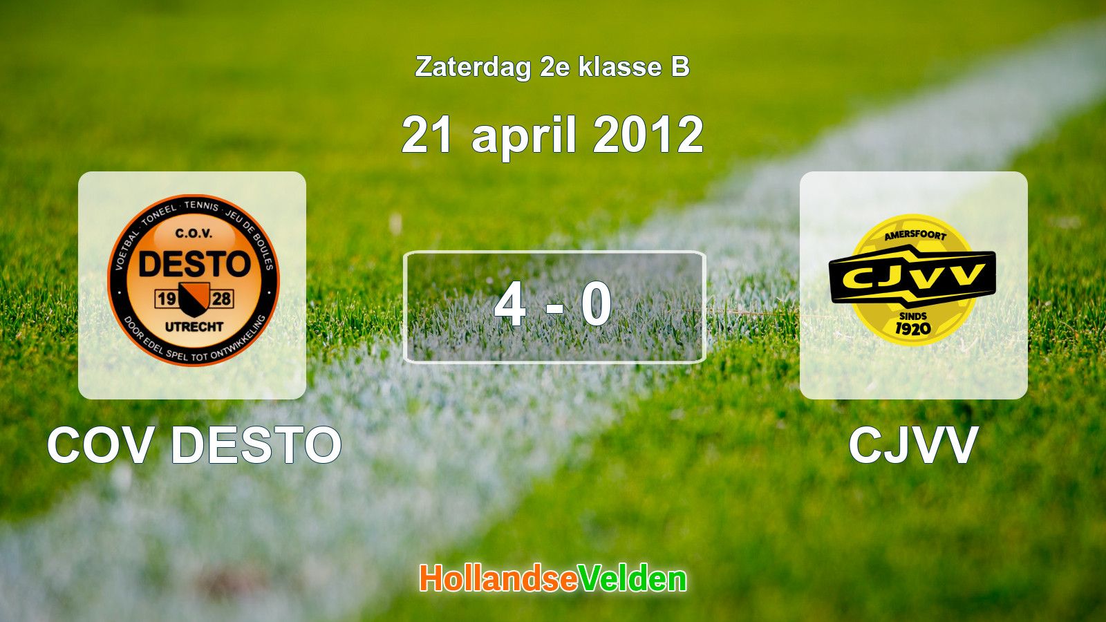Gespeelde wedstrijd: COV DESTO - CJVV 4 - 0 (21 april 2012)