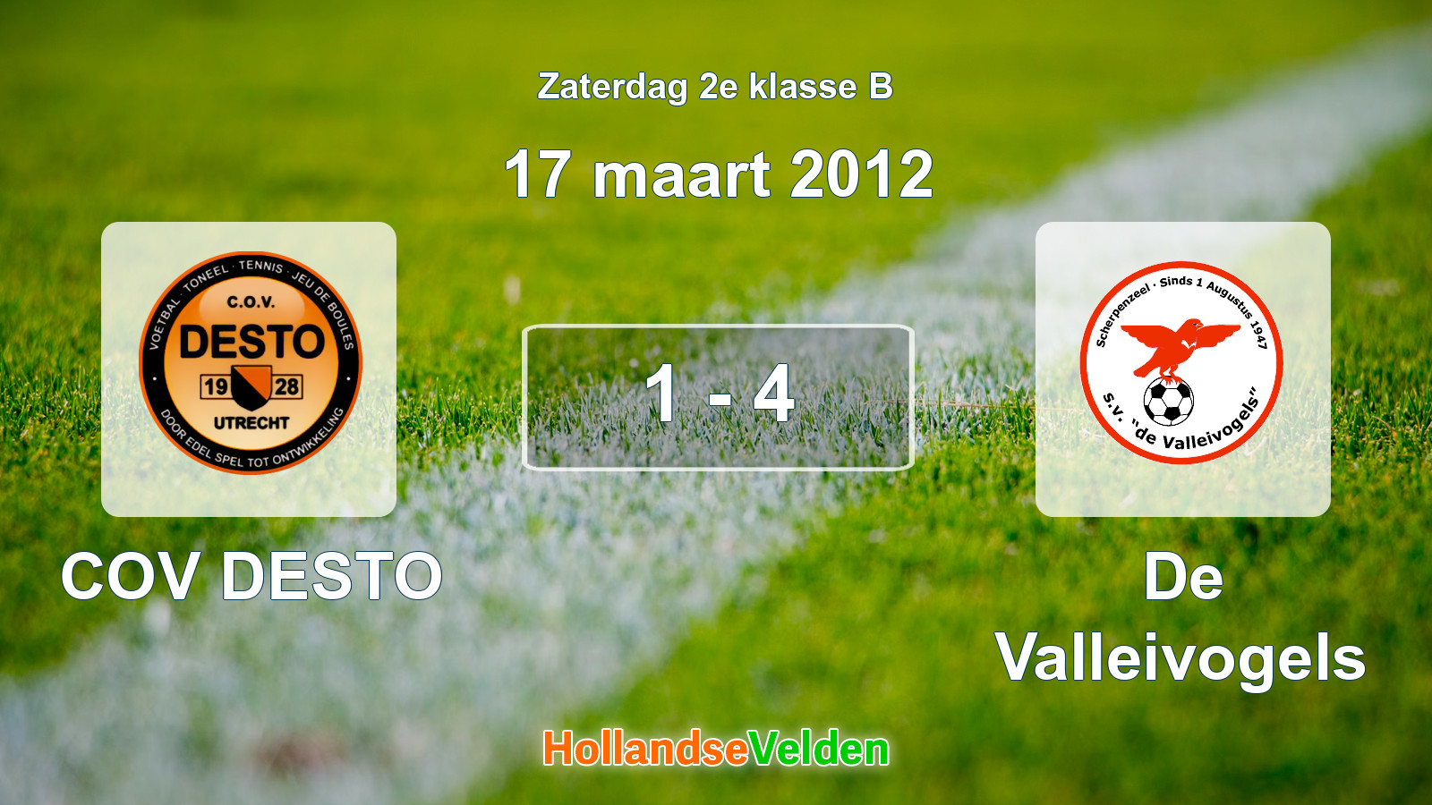 Gespeelde wedstrijd: COV DESTO - De Valleivogels 1 - 4 (17 maart 2012)