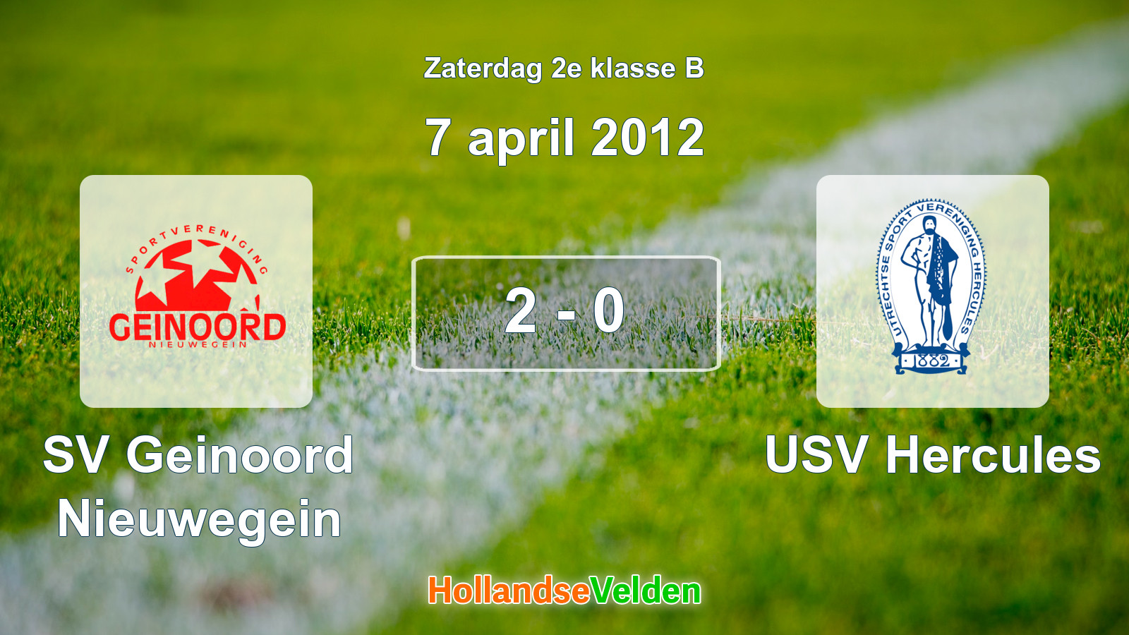 Gespeelde wedstrijd: SV Geinoord Nieuwegein - USV Hercules 2 - 0 (7 april 2012)