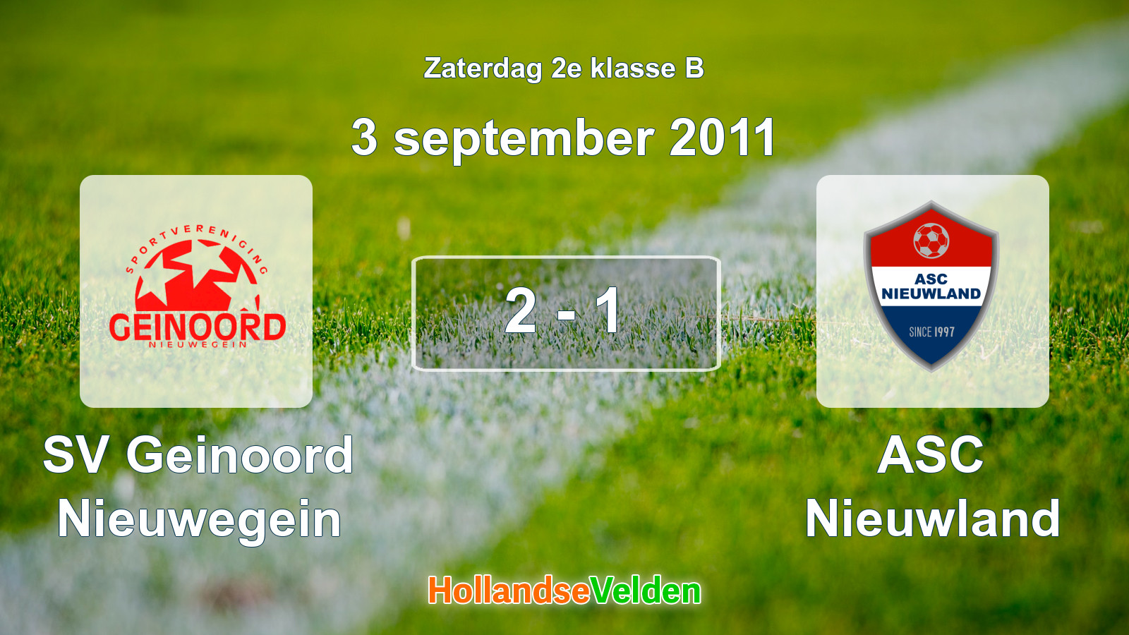 Gespeelde wedstrijd: SV Geinoord Nieuwegein - ASC Nieuwland 2 - 1 (3 september 2011)