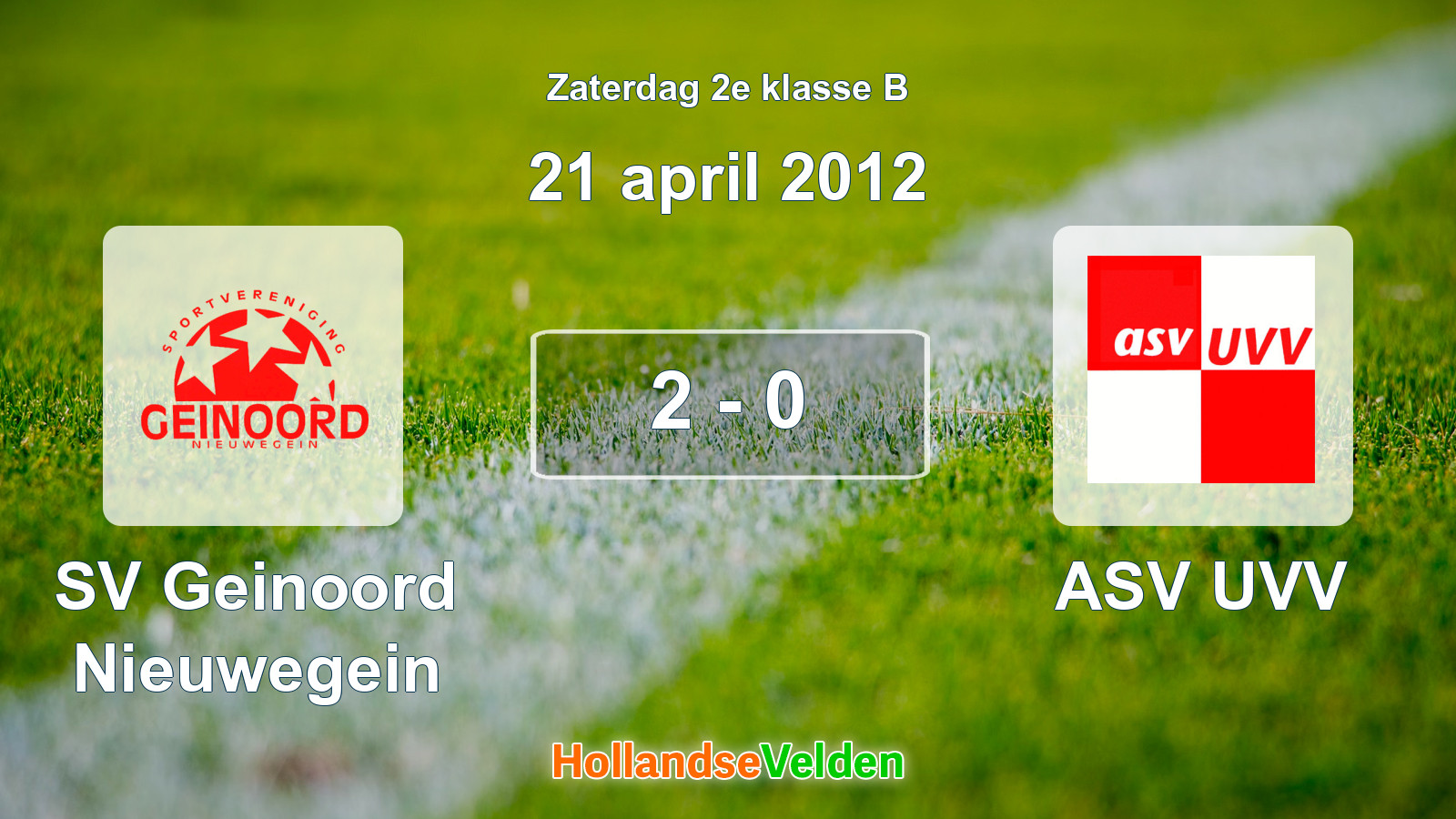 Gespeelde wedstrijd: SV Geinoord Nieuwegein - ASV UVV 2 - 0 (21 april 2012)