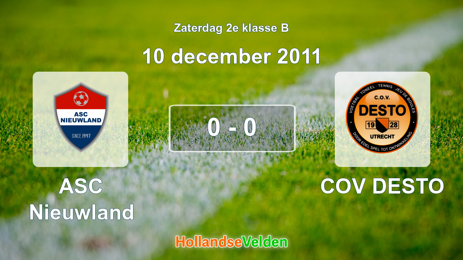 Gespeelde wedstrijd: ASC Nieuwland - COV DESTO 0 - 0 (10 december 2011)