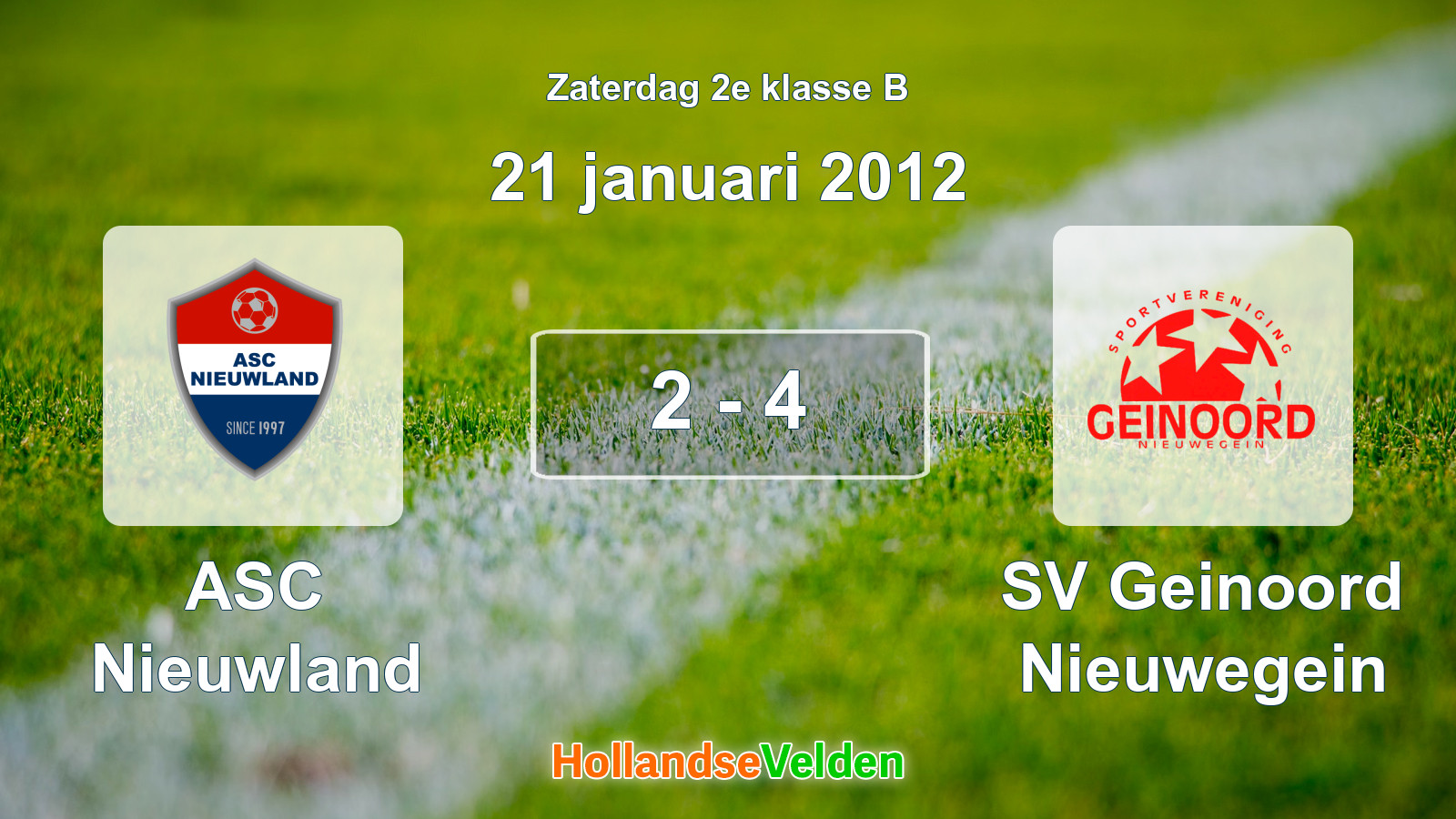 Gespeelde wedstrijd: ASC Nieuwland - SV Geinoord Nieuwegein 2 - 4 (21 januari 2012)