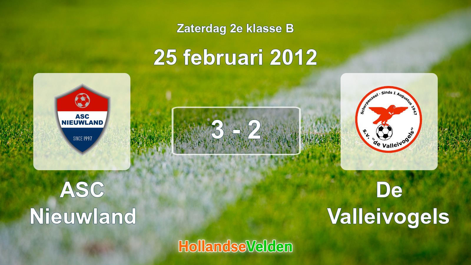 Gespeelde wedstrijd: ASC Nieuwland - De Valleivogels 3 - 2 (25 februari 2012)