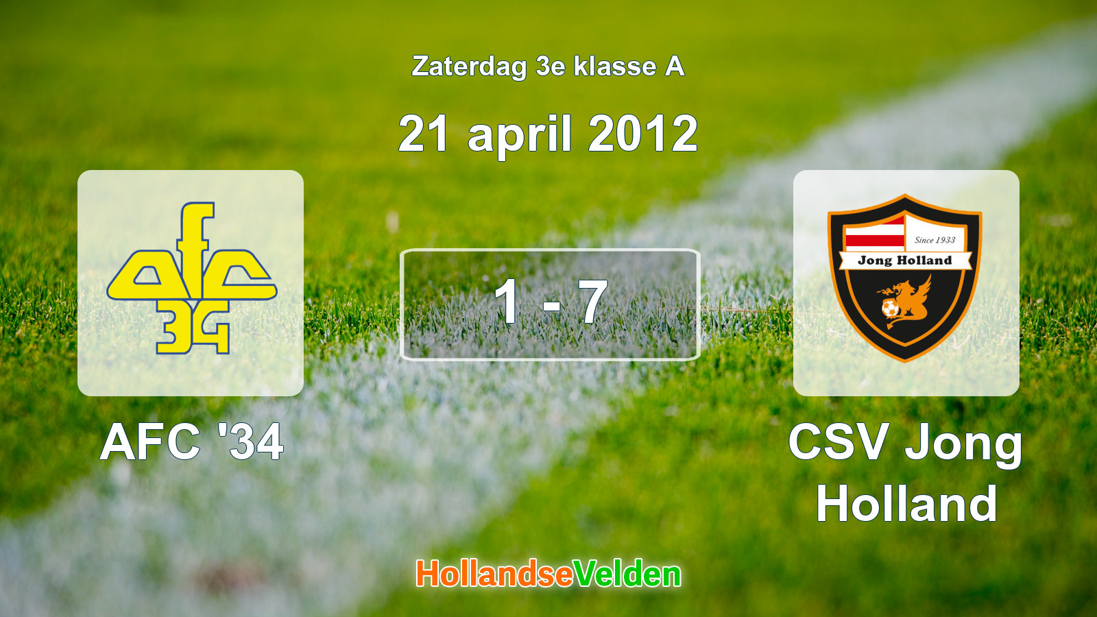 Gespeelde wedstrijd: AFC '34 - CSV Jong Holland 1 - 7 (21 april 2012)