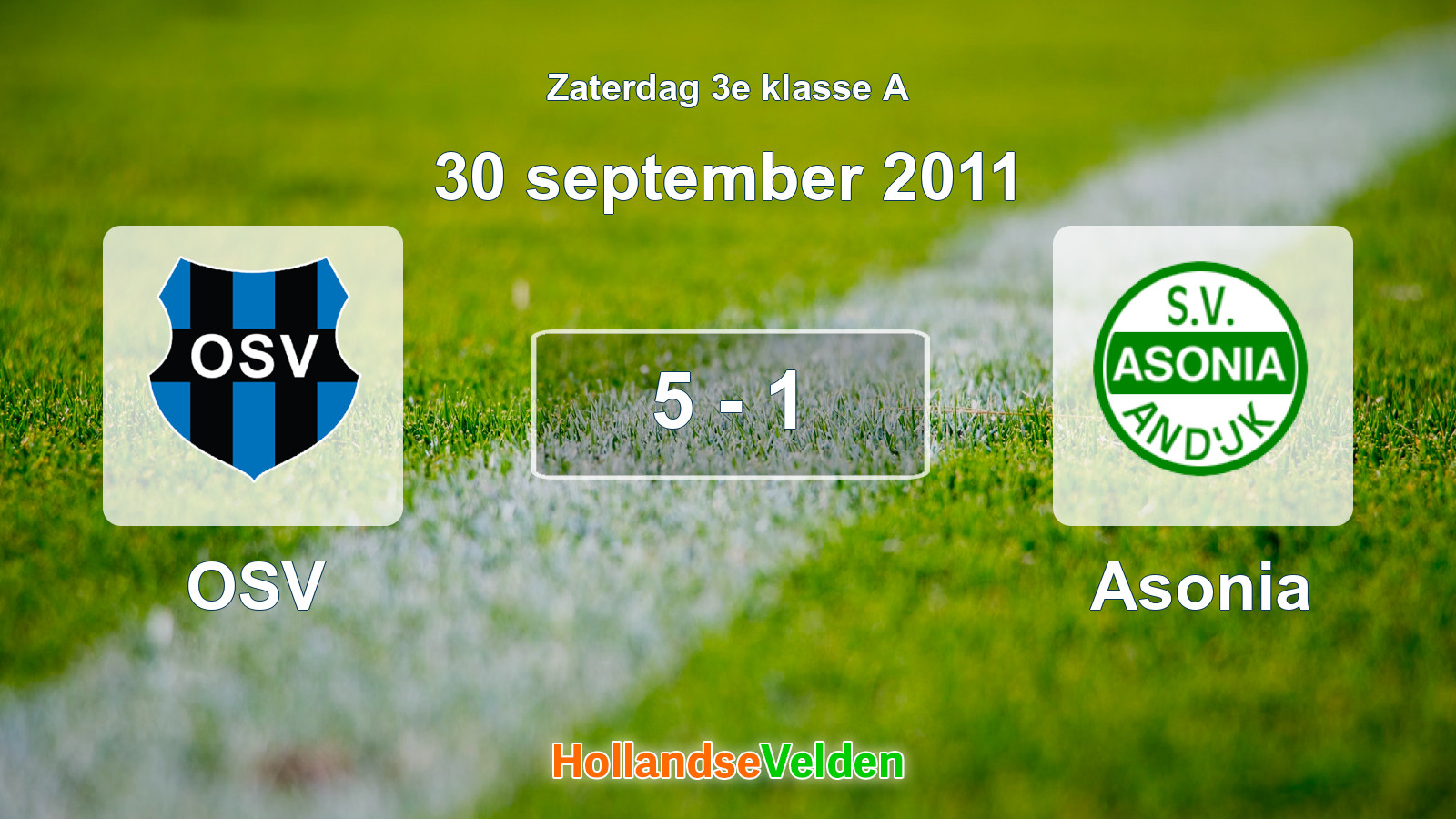 Gespeelde wedstrijd: OSV - Asonia 5 - 1 (30 september 2011)