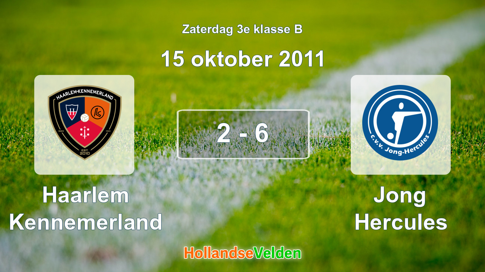 Gespeelde wedstrijd: Haarlem Kennemerland - Jong Hercules 2 - 6 (15 oktober 2011)