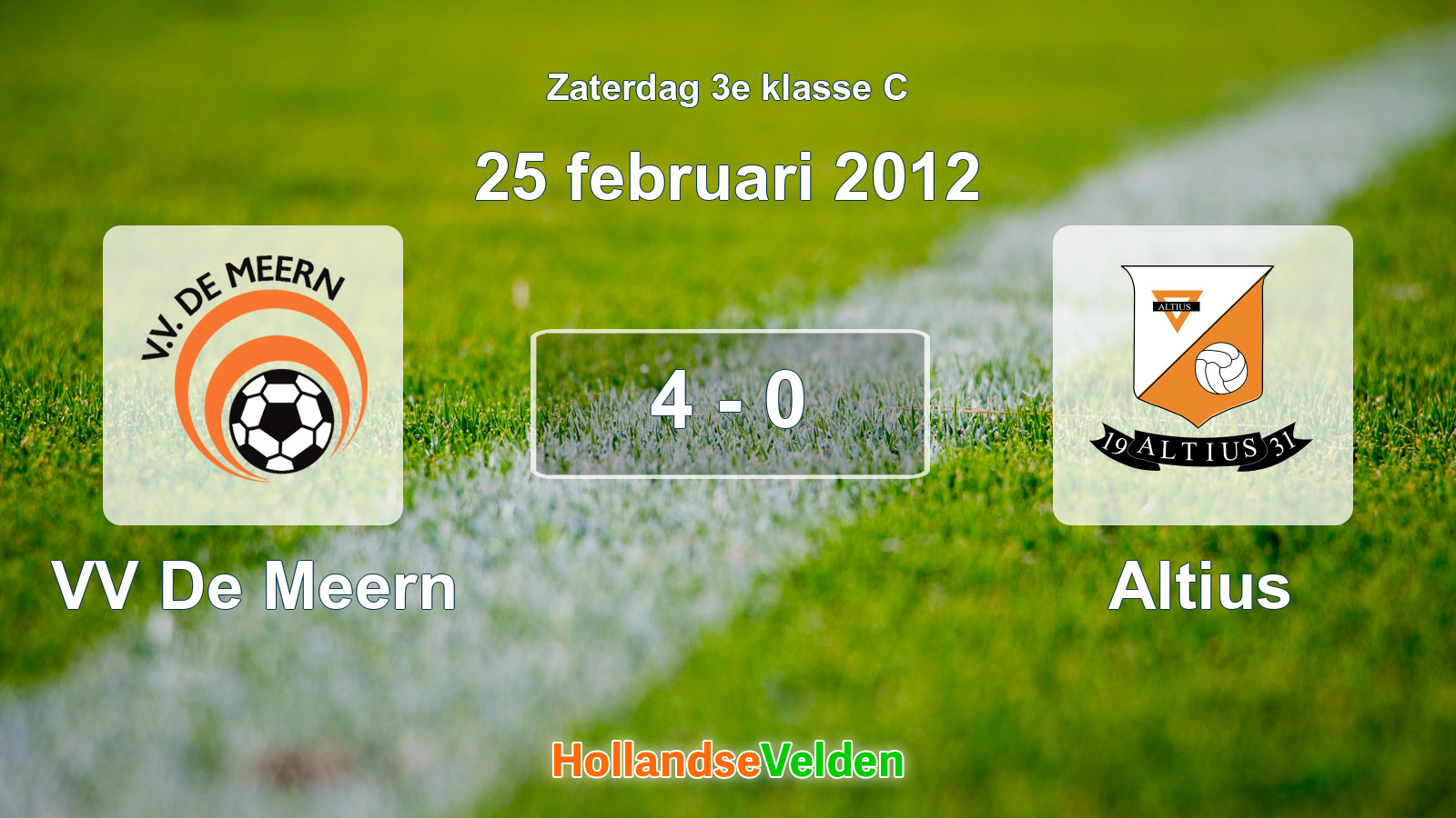 Gespeelde wedstrijd: VV De Meern - Altius 4 - 0 (25 februari 2012)