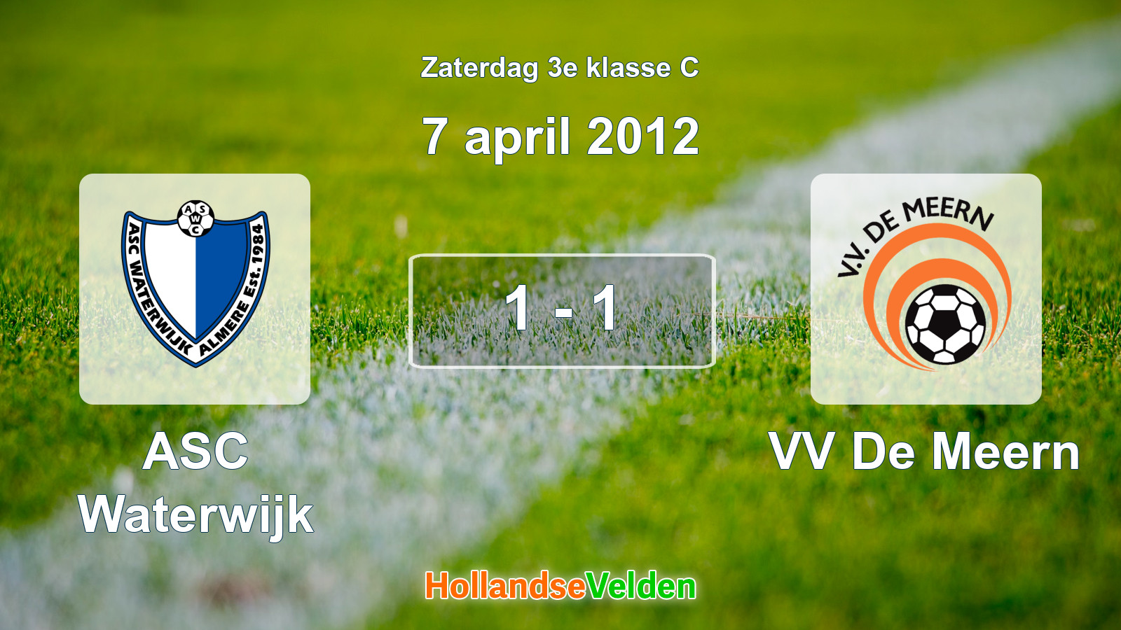 Gespeelde wedstrijd: ASC Waterwijk - VV De Meern 1 - 1 (7 april 2012)