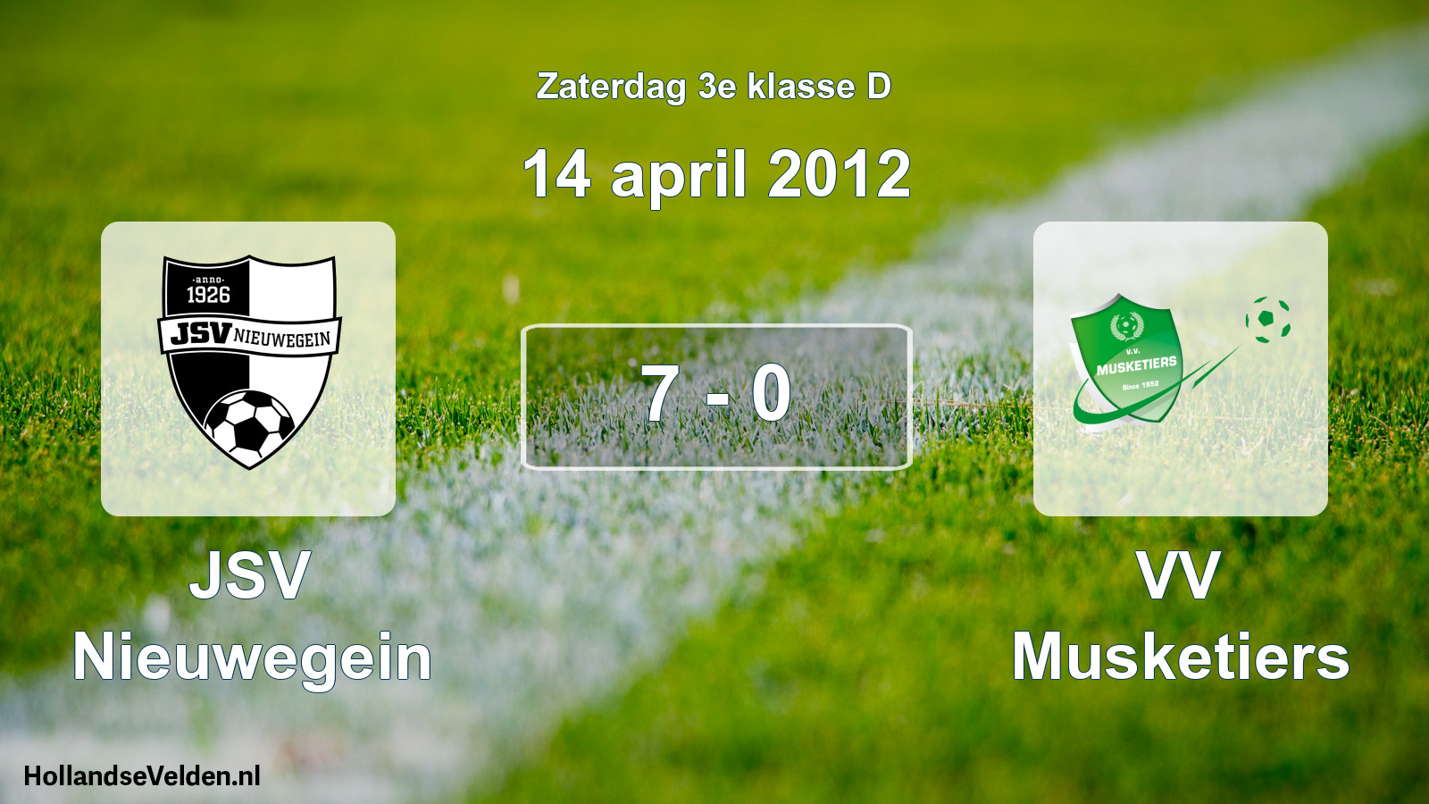 Gespeelde wedstrijd: JSV Nieuwegein - VV Musketiers 7 - 0 (14 april 2012)