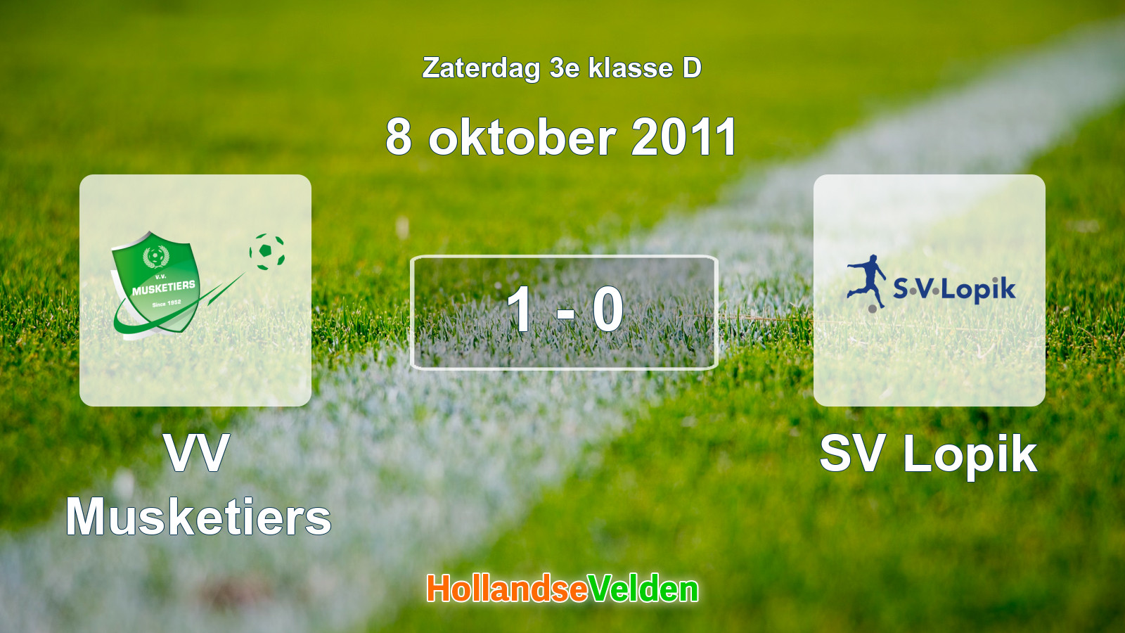 Gespeelde wedstrijd: VV Musketiers - SV Lopik 1 - 0 (8 oktober 2011)