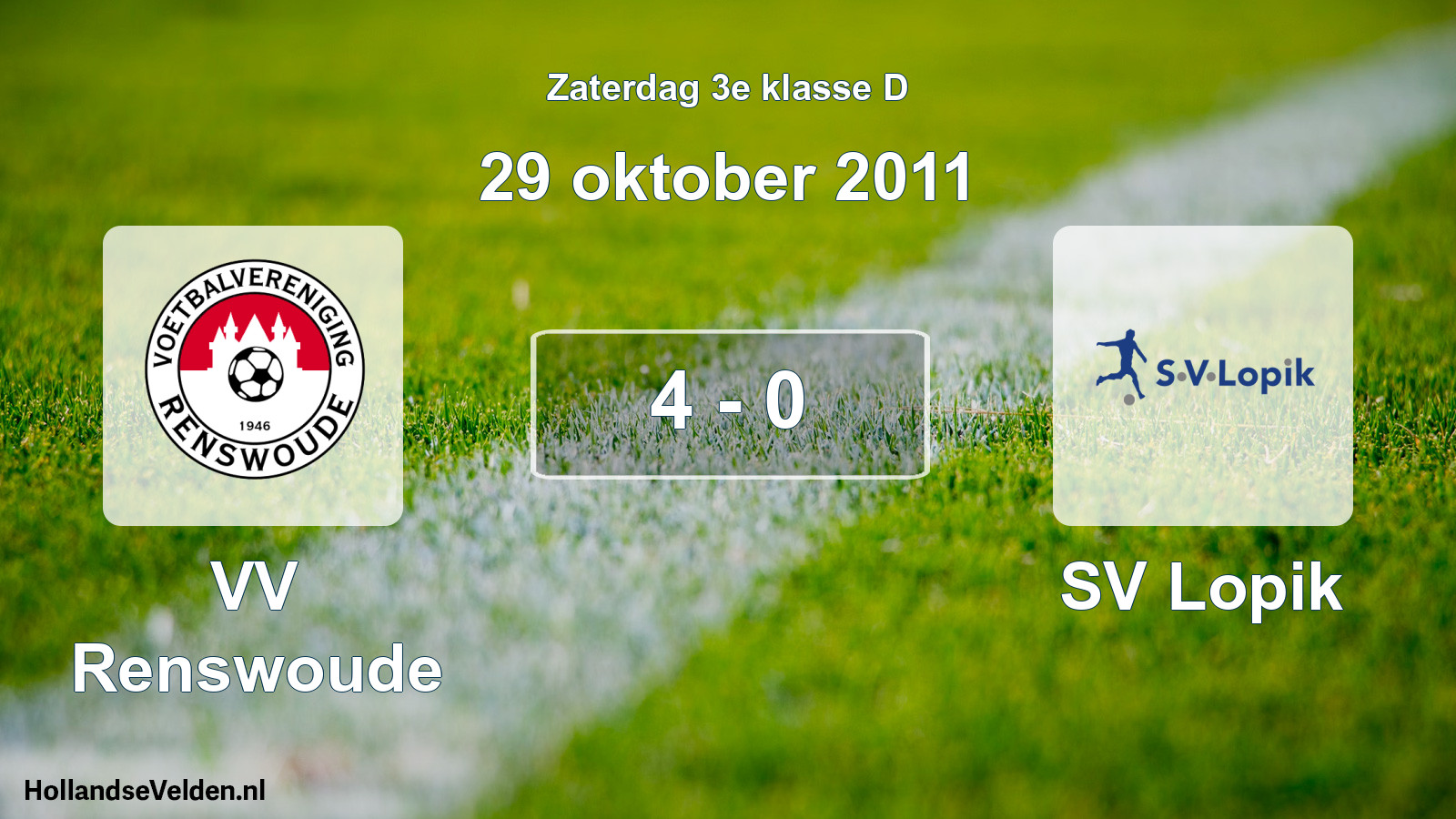 Gespeelde wedstrijd: VV Renswoude - SV Lopik 4 - 0 (29 oktober 2011)